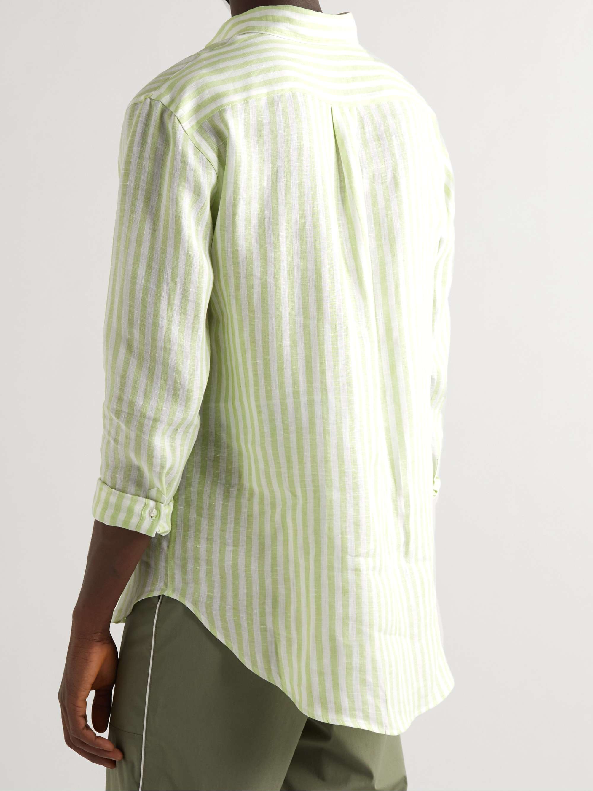ETRO Logo-Embroidered Striped Linen Shirt