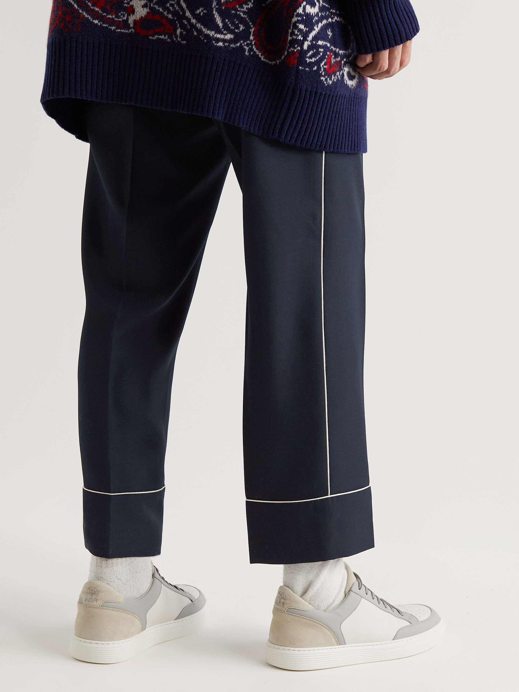 ETRO Tapered Cropped Pleated Virgin Wool Trousers