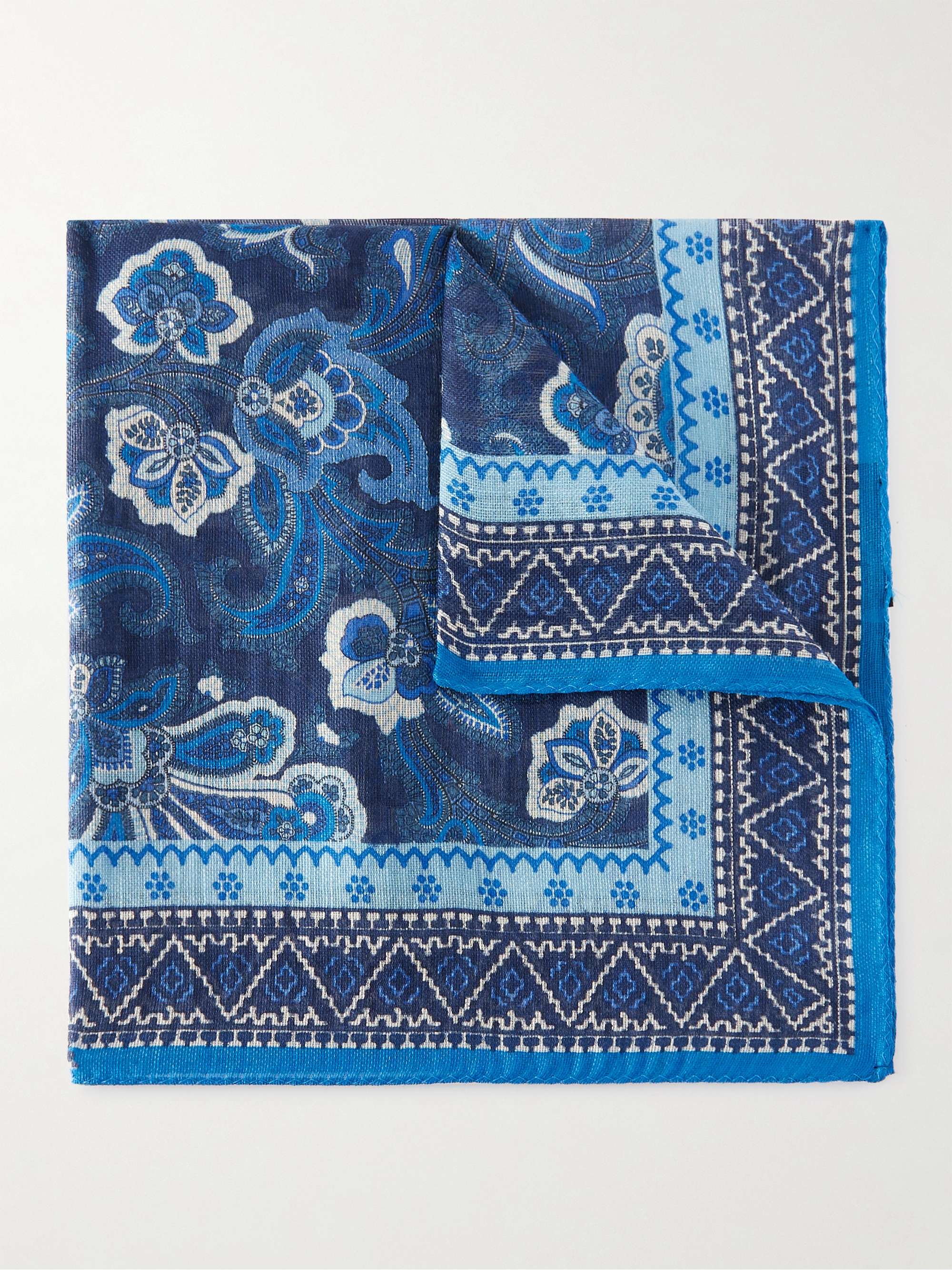 ETRO Paisley-Print Linen and Silk-Blend Voile Pocket Square