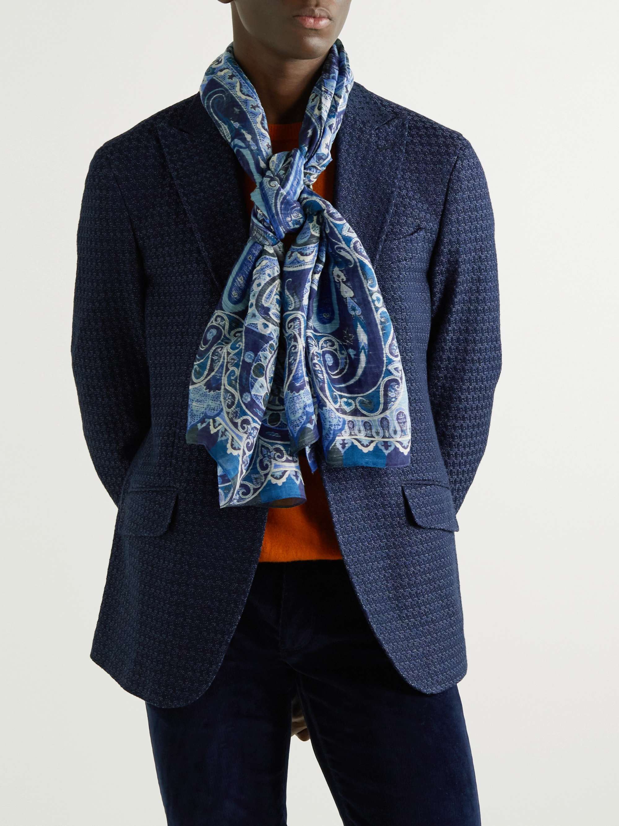 ETRO Paisley-Print Linen and Silk-Blend Scarf