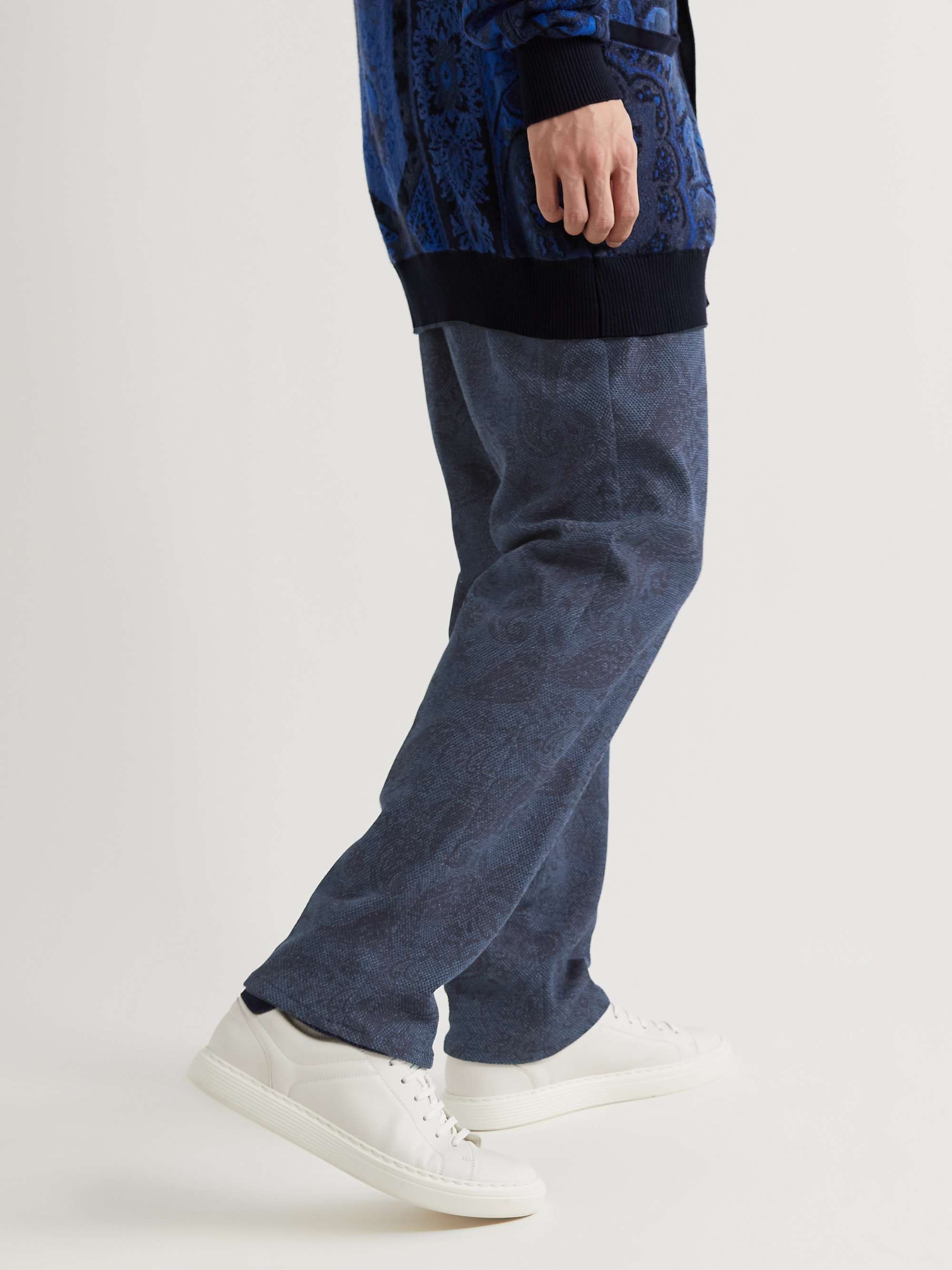 ETRO Straight-Leg Paisley-Print Cotton-Blend Drawstring Trousers