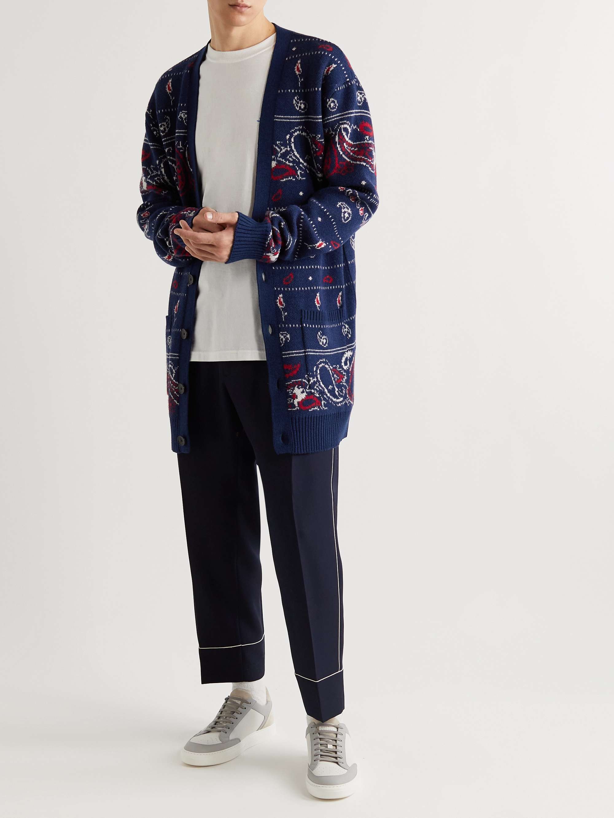ETRO Wool, Cotton and Cashmere-Blend Jacquard Cardigan