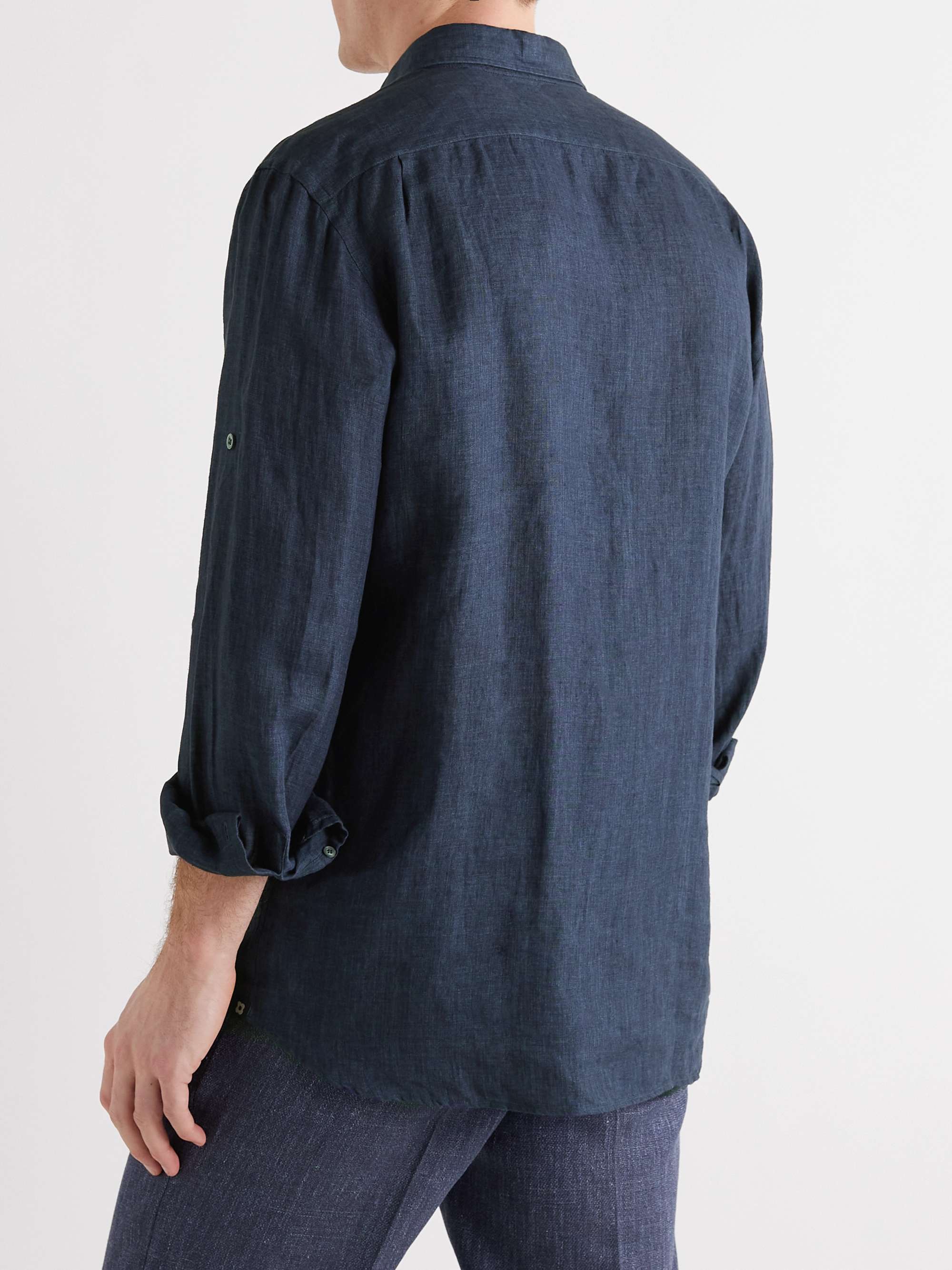 LARDINI Linen Half-Placket Shirt