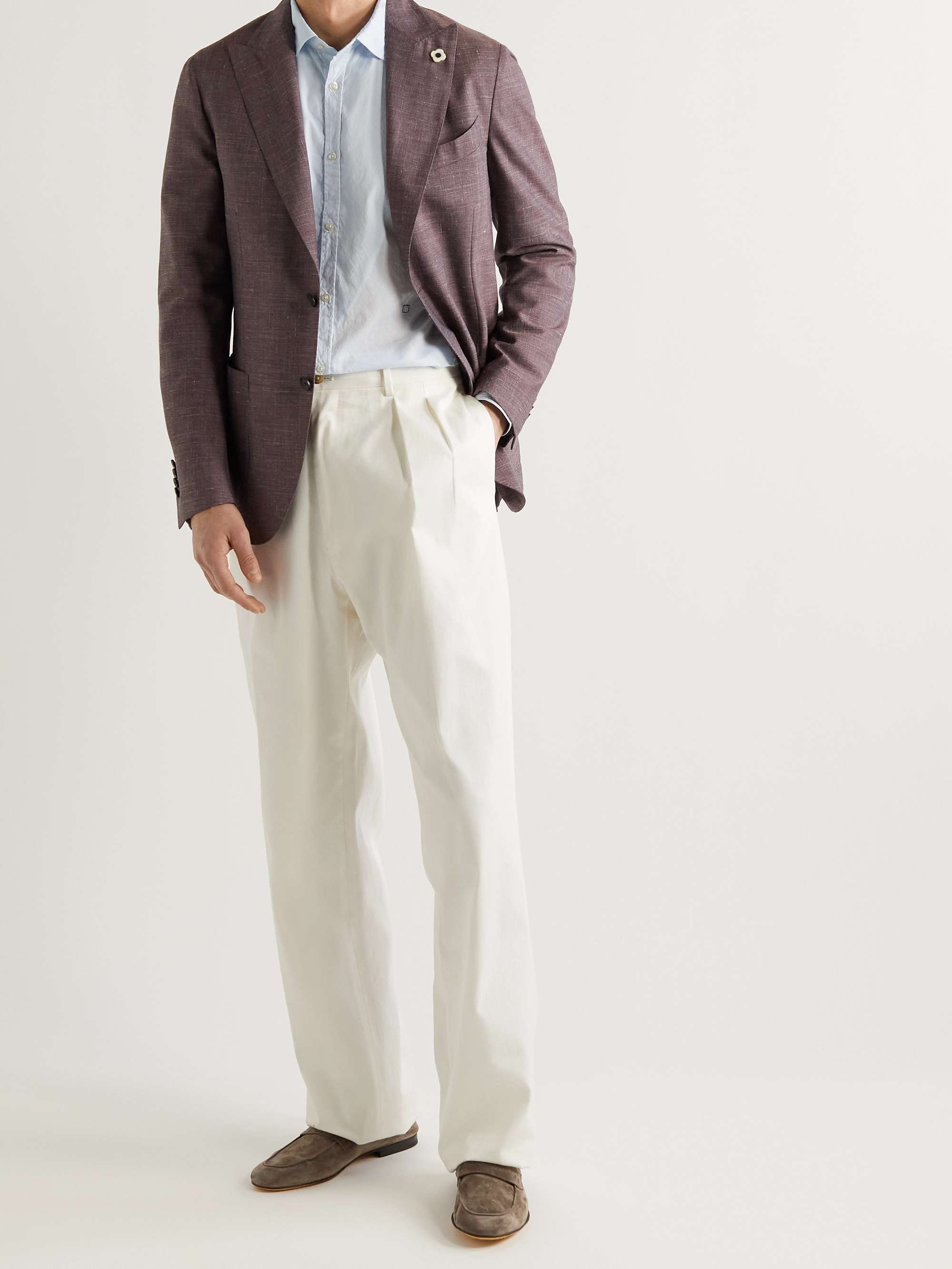 LARDINI Unstructured Wool, Silk and Linen-Blend Blazer