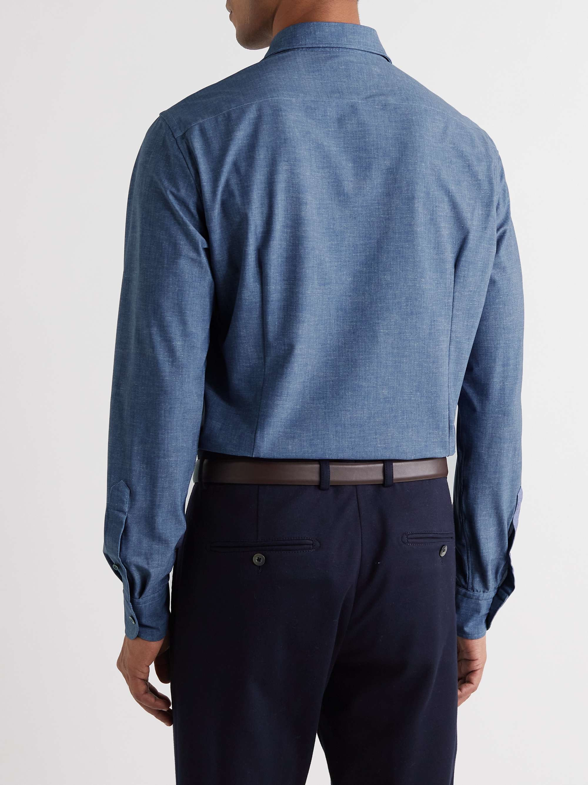 LARDINI Cutaway-Collar Stretch-Jersey Shirt