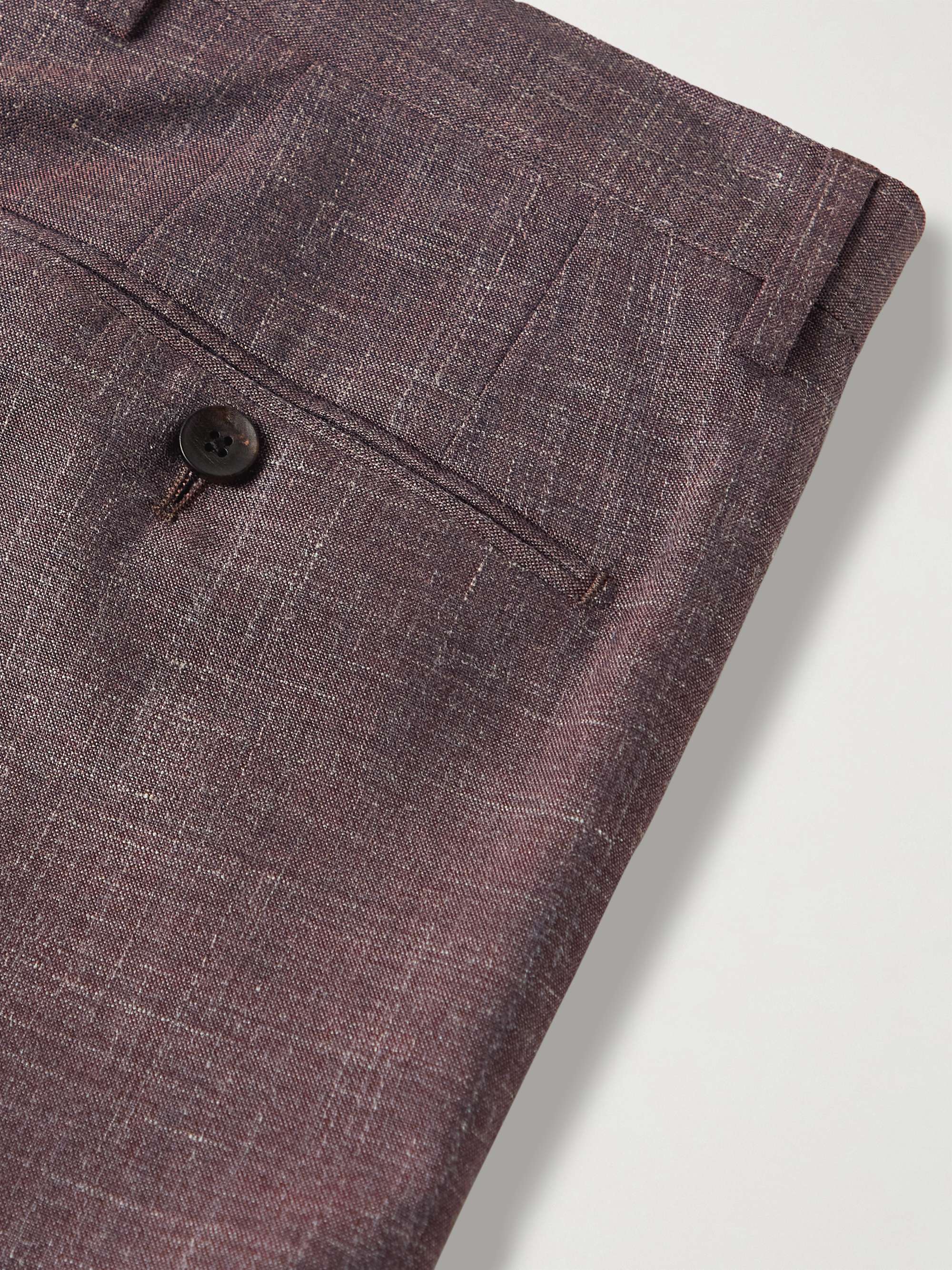 LARDINI Wool, Silk and Linen-Blend Suit Trousers