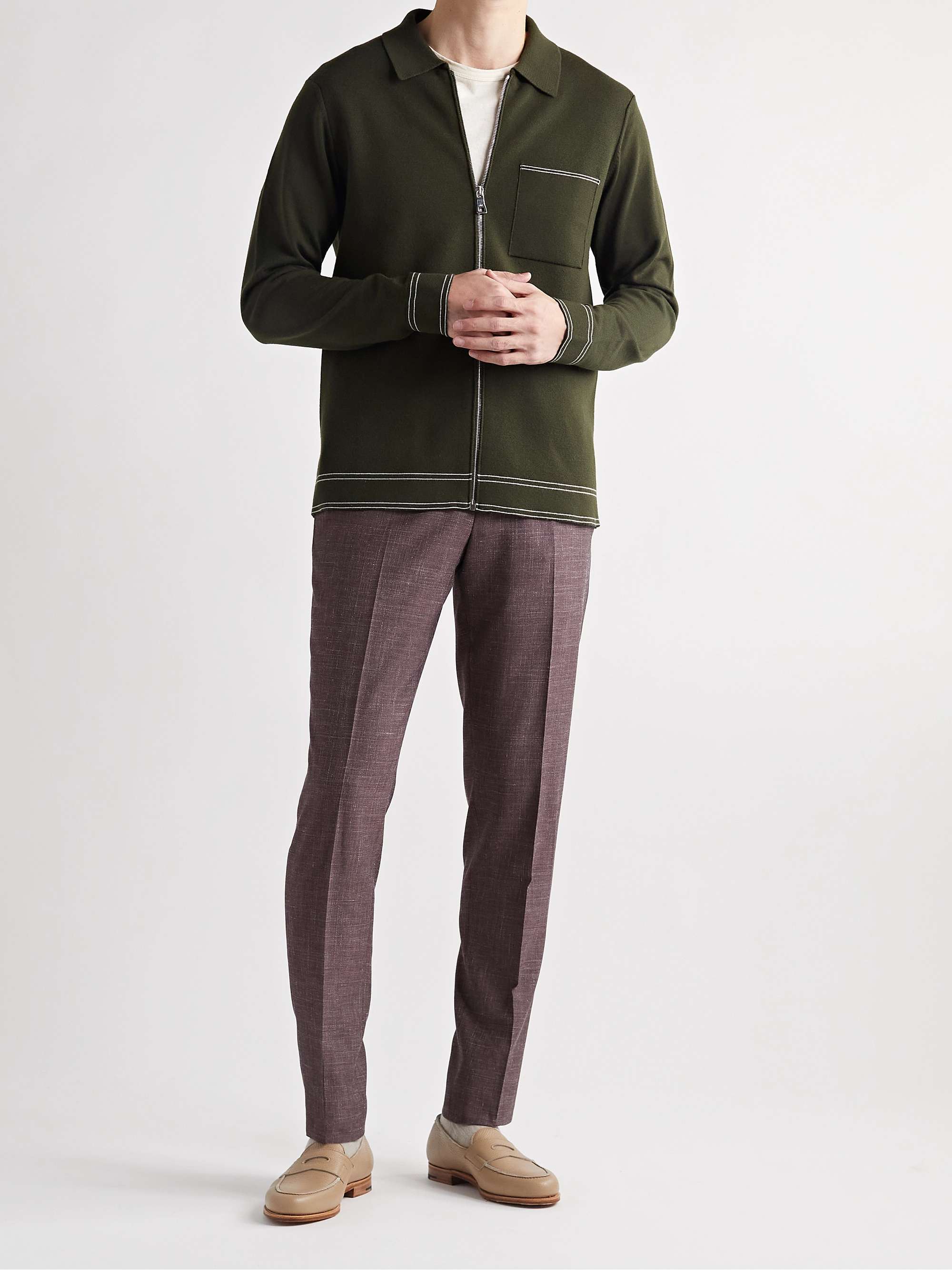 LARDINI Wool, Silk and Linen-Blend Suit Trousers