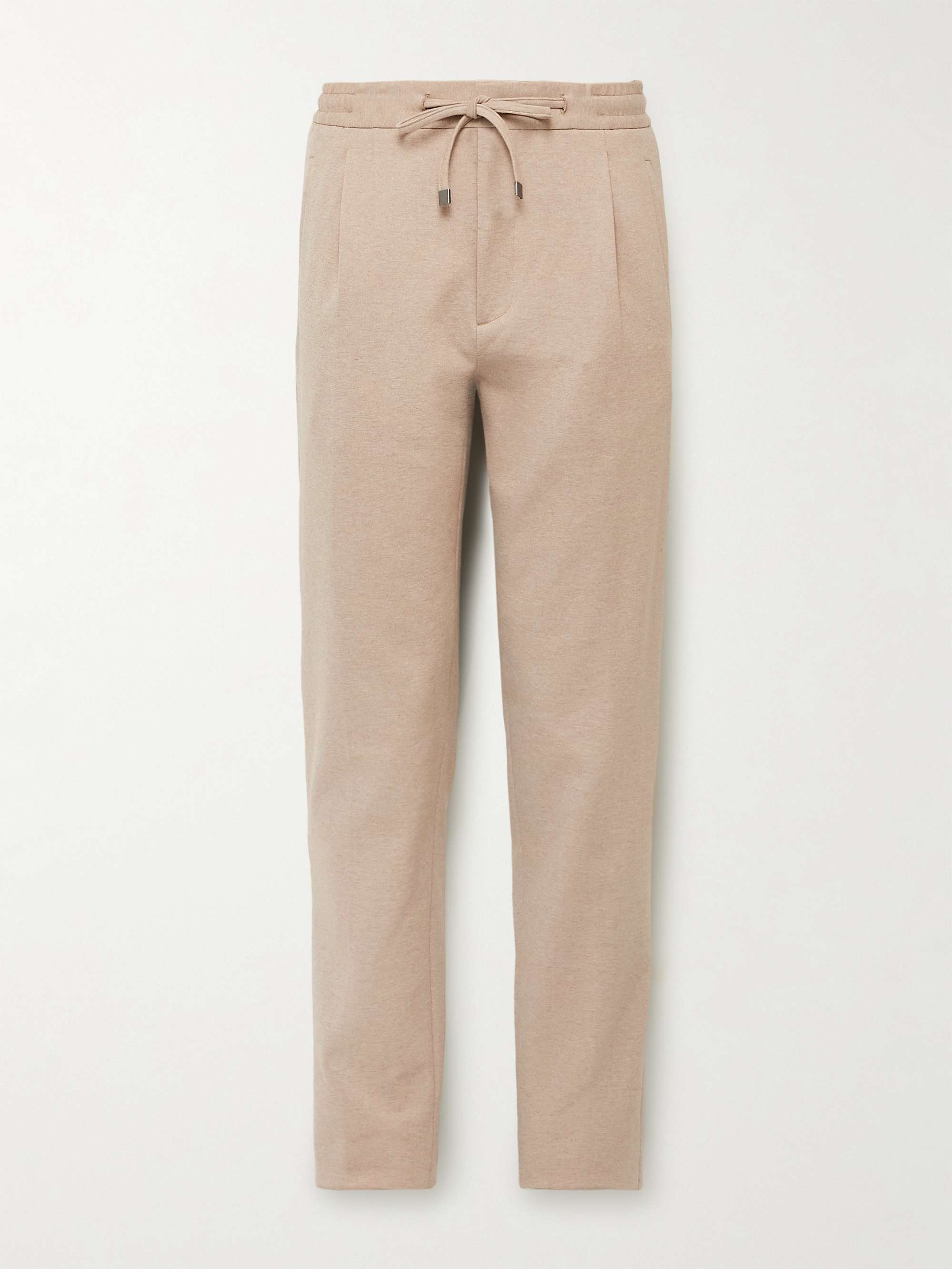 LARDINI Cotton-Blend Jersey Drawstring Trousers