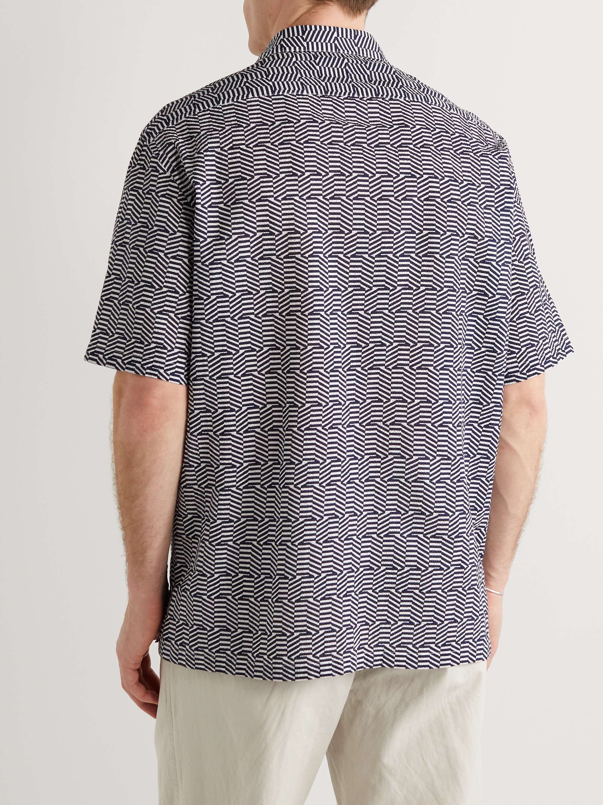 LARDINI Printed Cotton-Seersucker Shirt