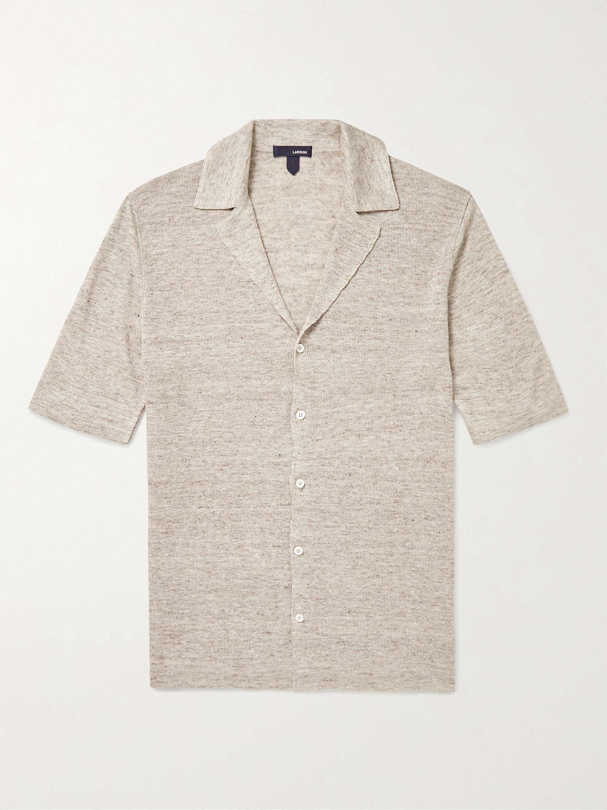 LARDINI Camp-Collar Linen Shirt