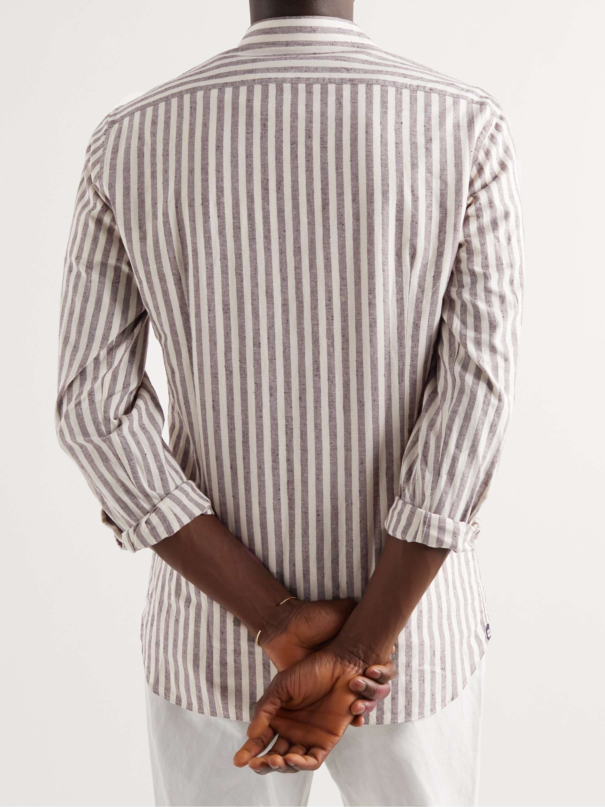 LARDINI Striped Slub Cotton Shirt