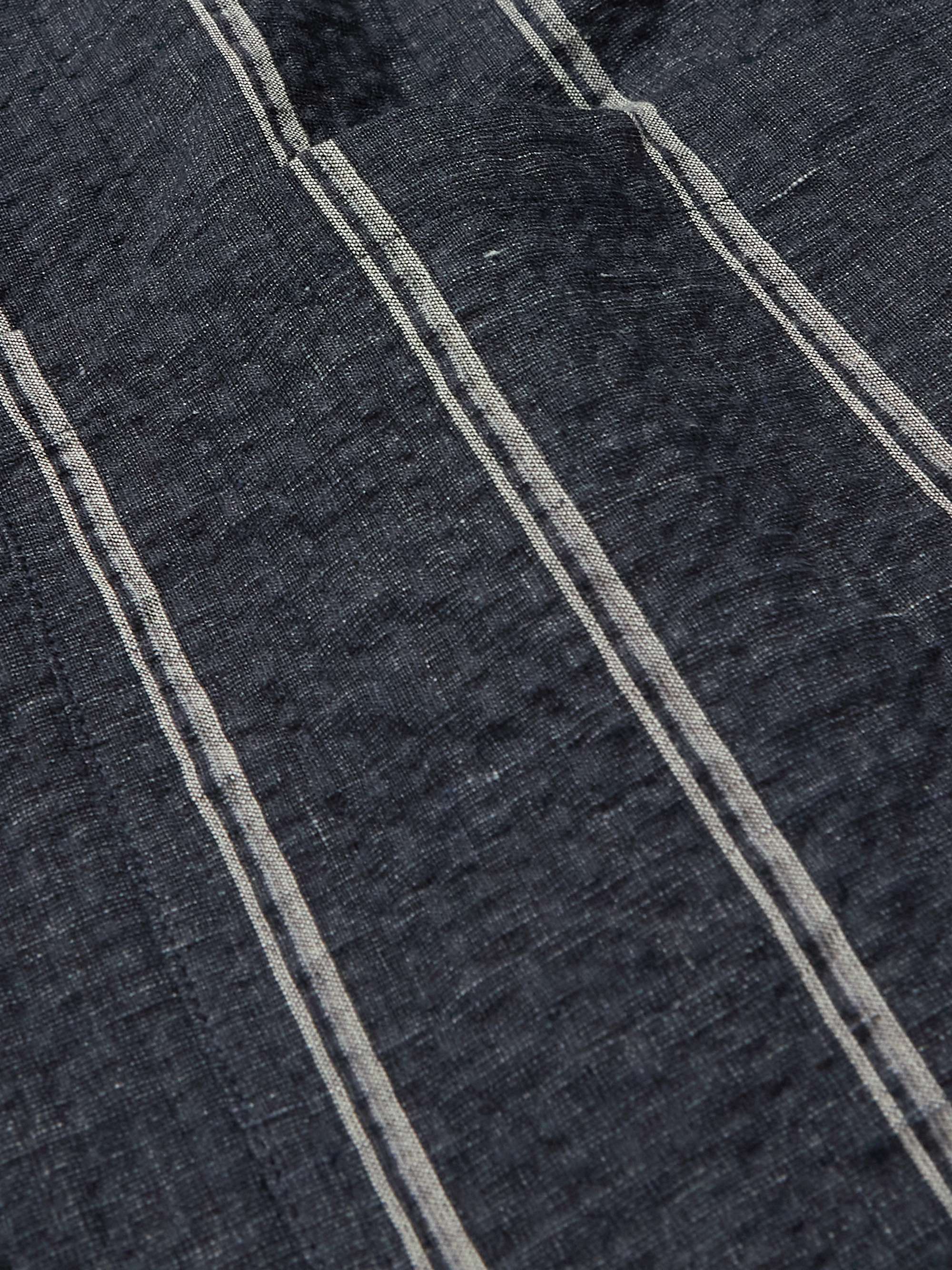 LARDINI Shawl-Collar Striped Stretch-Cotton and Linen-Blend Overshirt