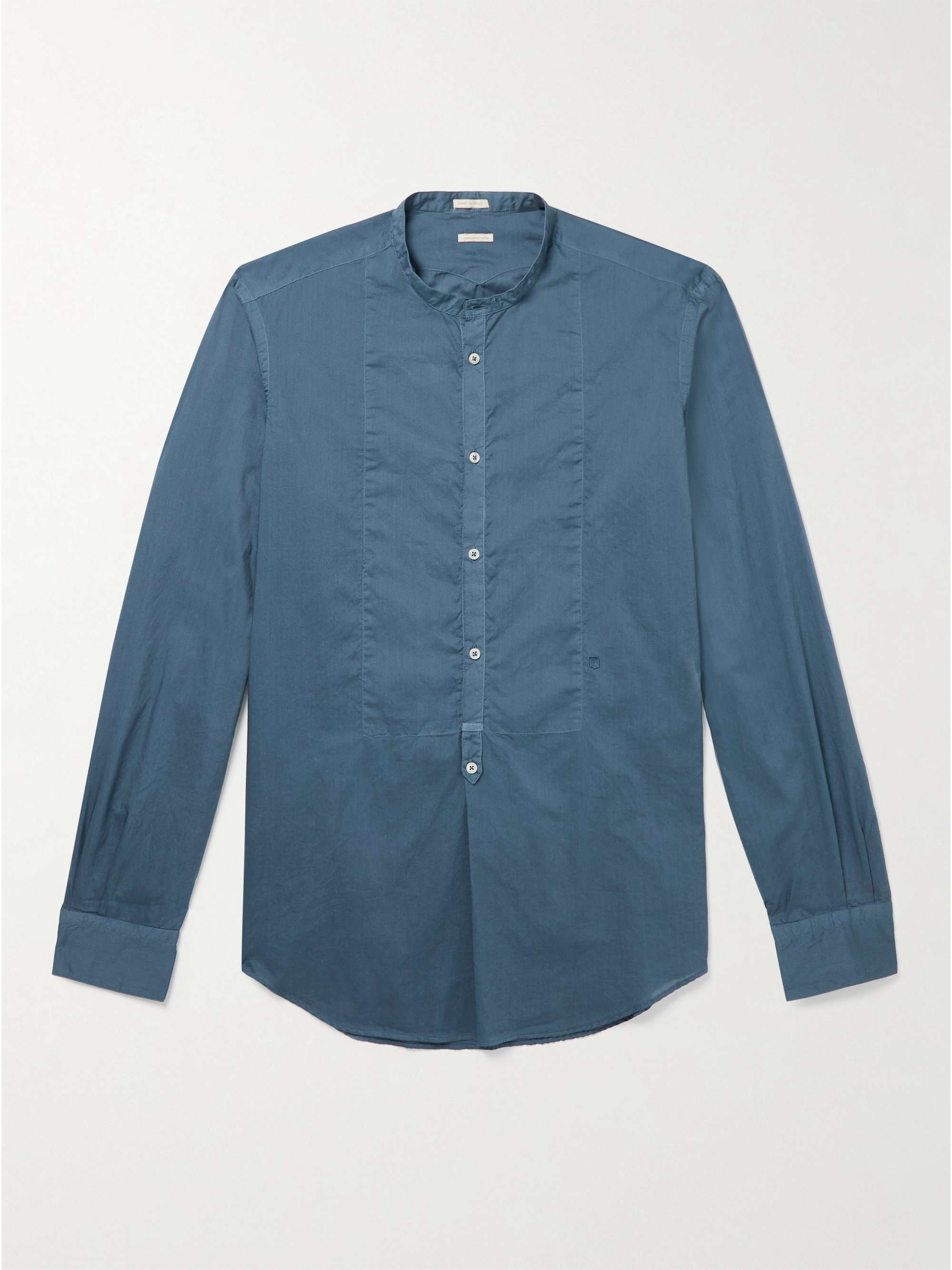 MASSIMO ALBA Kos Slim-Fit Grandad-Collar Cotton-Voile Half-Placket Shirt
