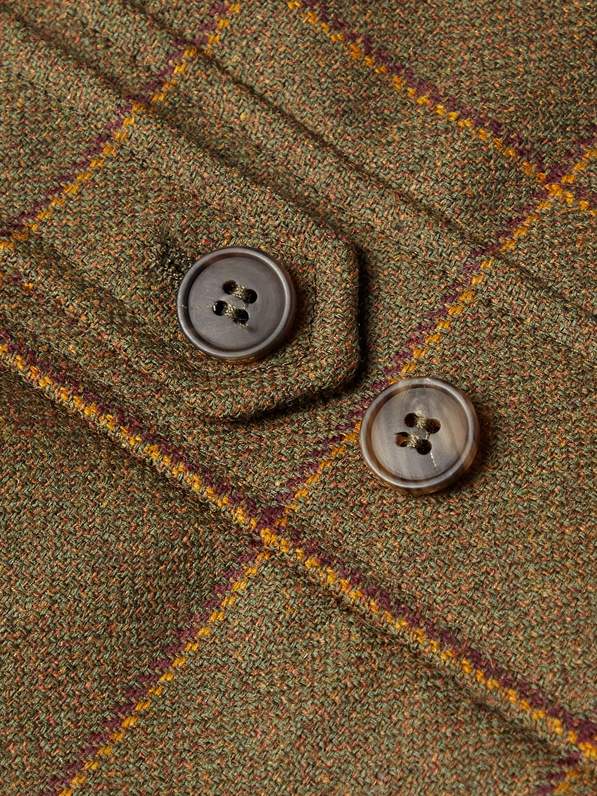 PURDEY Panelled Checked Wool-Blend Tweed and Faux Suede Gilet