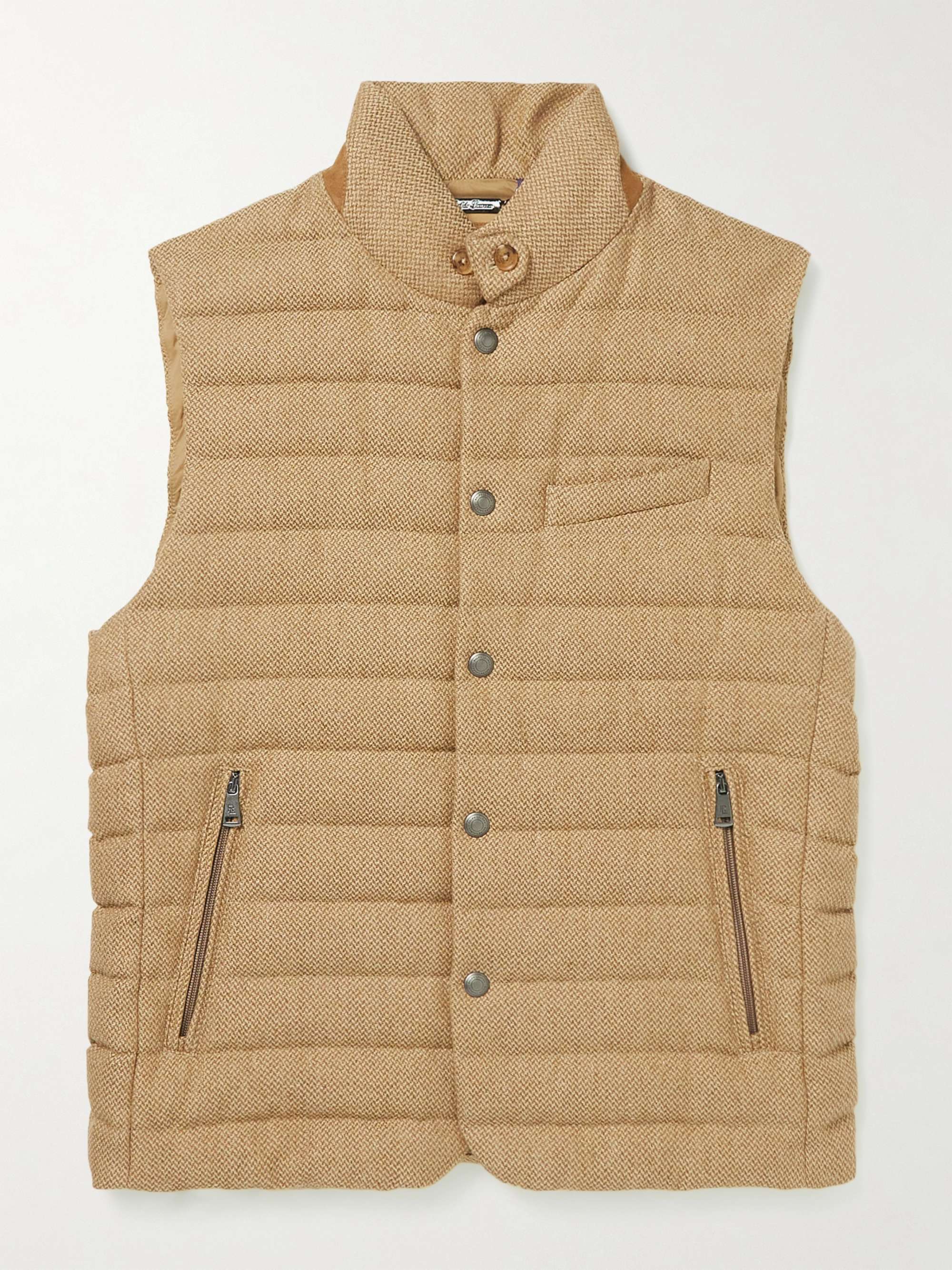 RALPH LAUREN PURPLE LABEL Whitwell Quilted Wool, Linen and Cotton-Blend Tweed Down Gilet