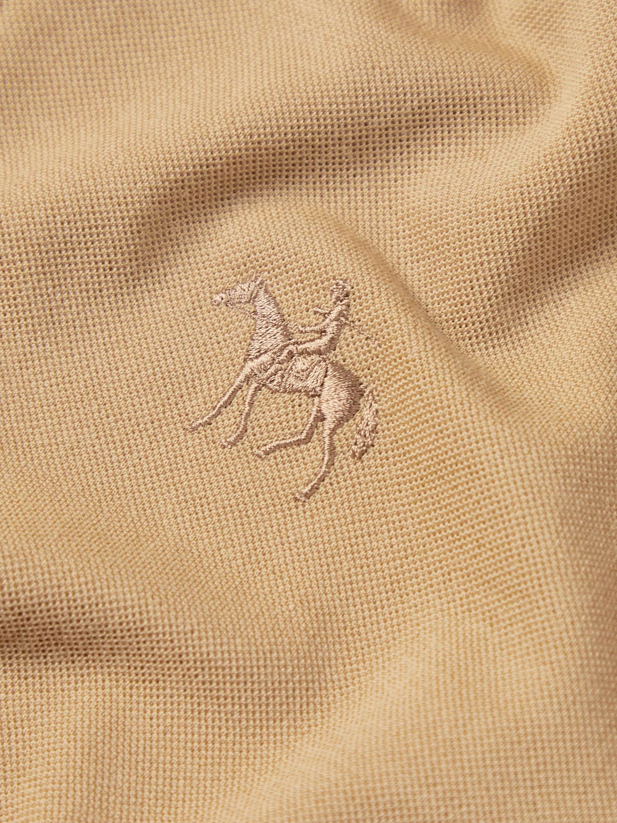 RALPH LAUREN PURPLE LABEL Logo-Embroidered Wool-Piqué Polo Shirt