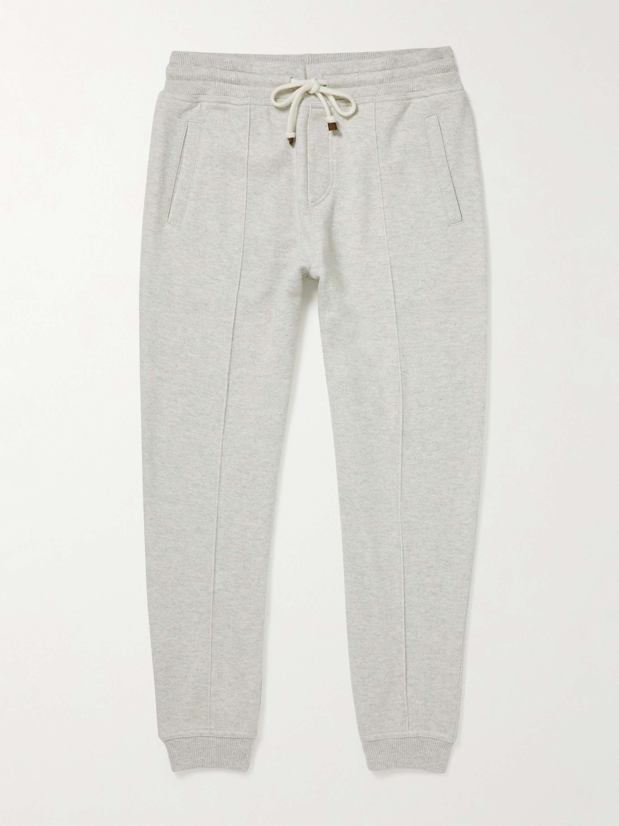 BRUNELLO CUCINELLI Tapered Pintucked Cashmere-Jersey Sweatpants