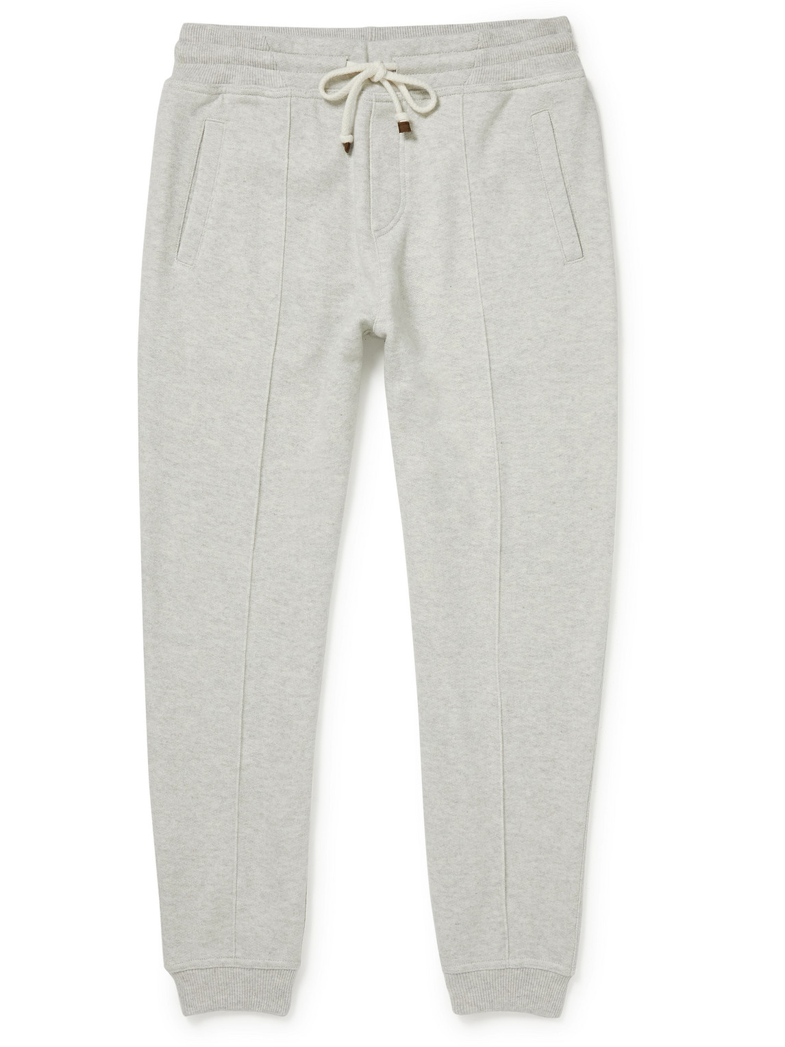 Brunello Cucinelli Tapered Pintucked Cashmere-Jersey Sweatpants