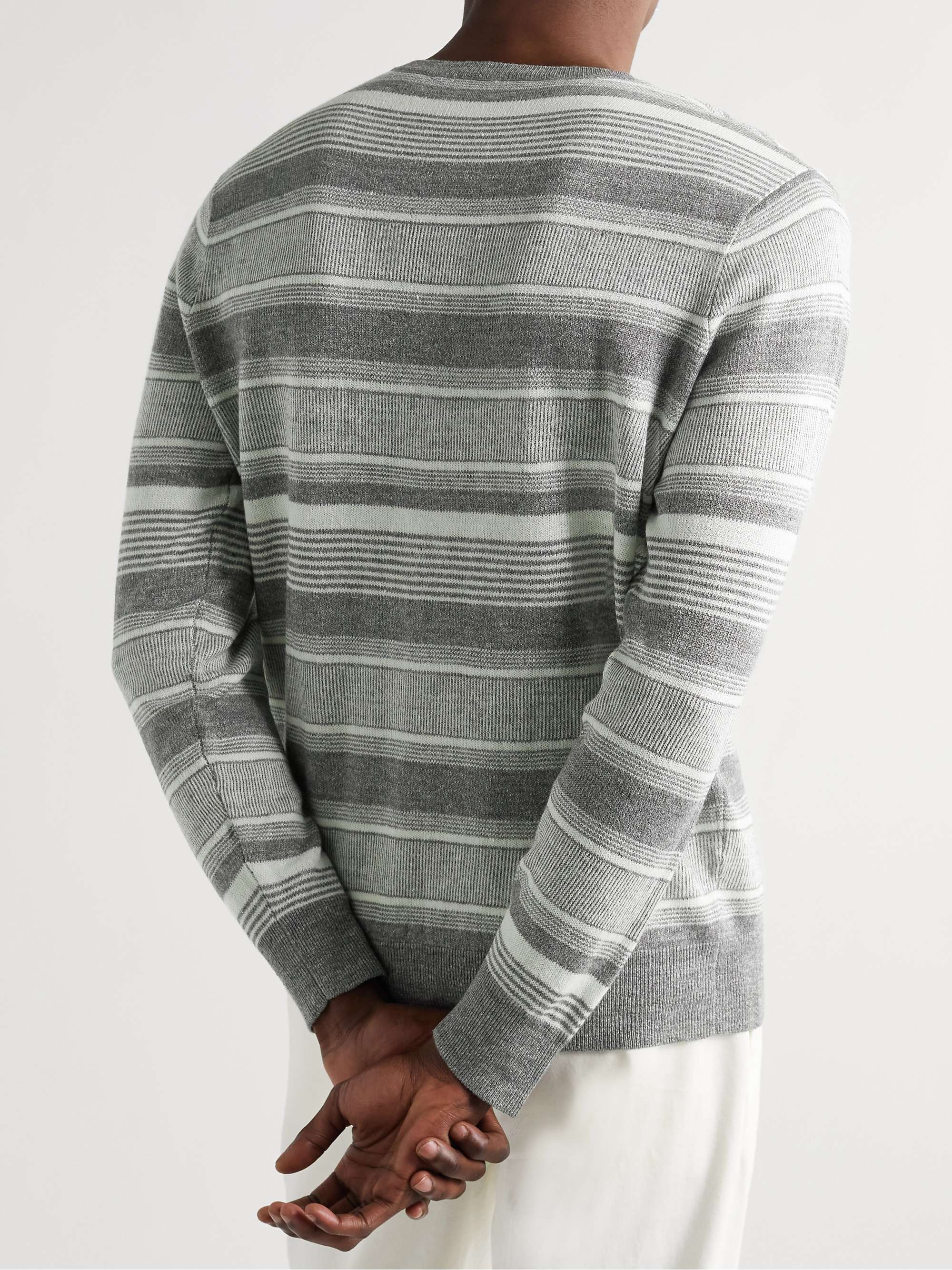 PETER MILLAR Keys Striped Linen and Merino Wool-Blend Sweater