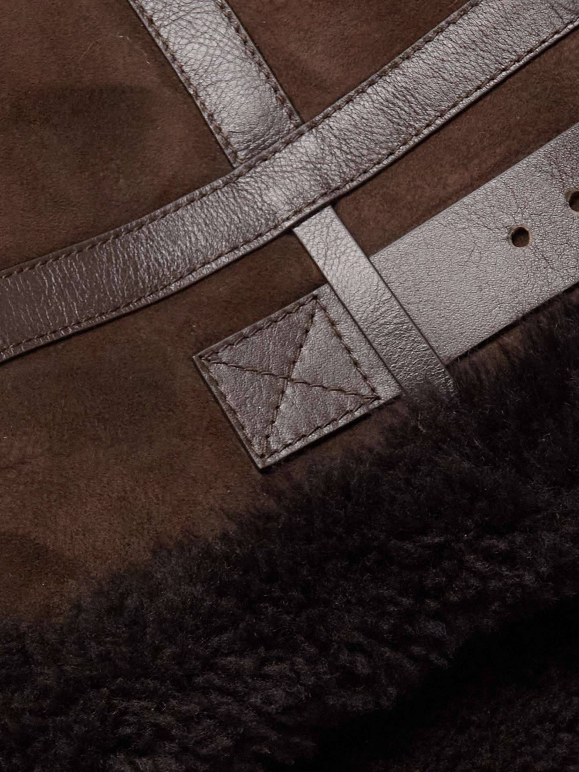 RALPH LAUREN PURPLE LABEL Leather-Trimmed Shearling Jacket
