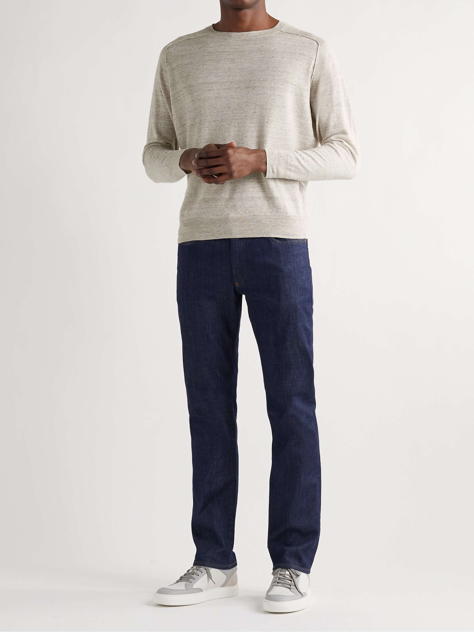 PETER MILLAR Port Saddle Linen and Merino Wool-Blend Sweater