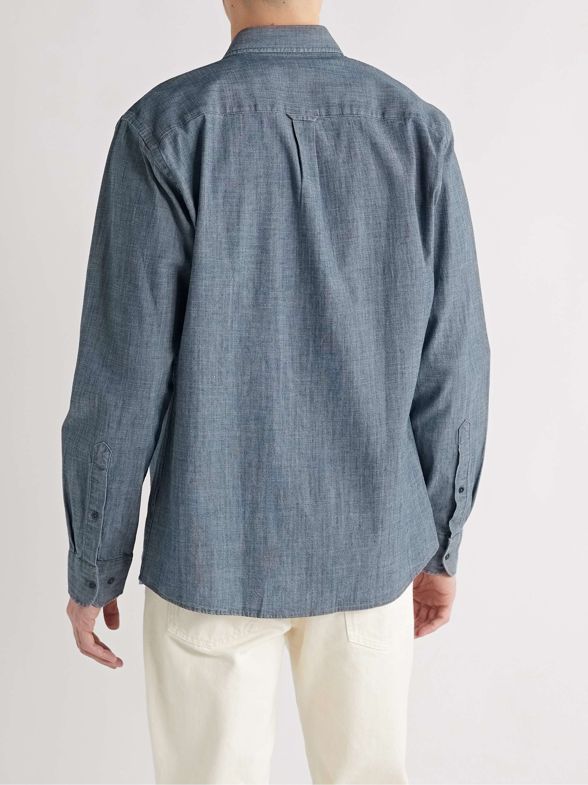PETER MILLAR Tamworth Button-Down Collar Cotton-Blend Chambray Shirt