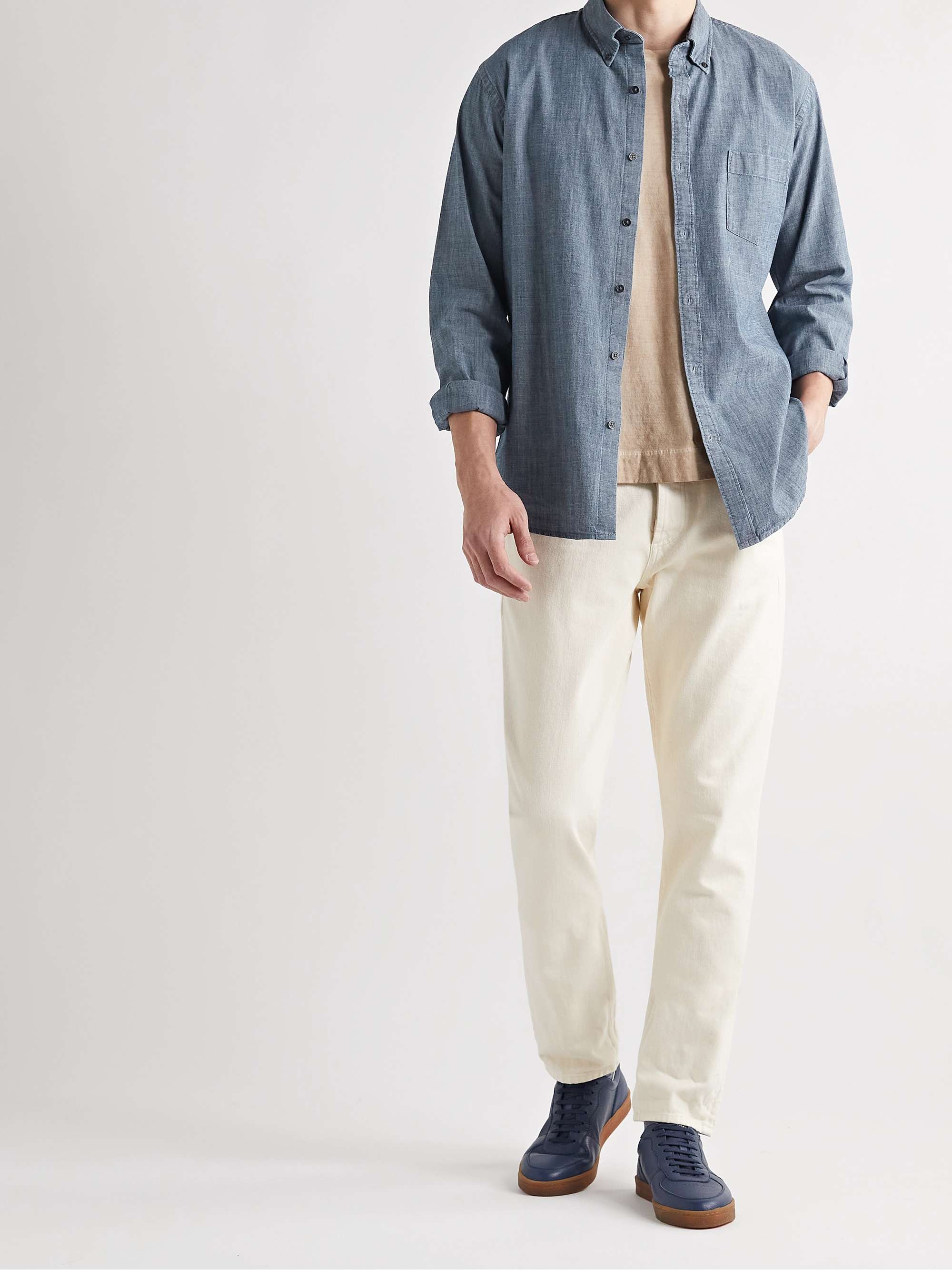 PETER MILLAR Tamworth Button-Down Collar Cotton-Blend Chambray Shirt