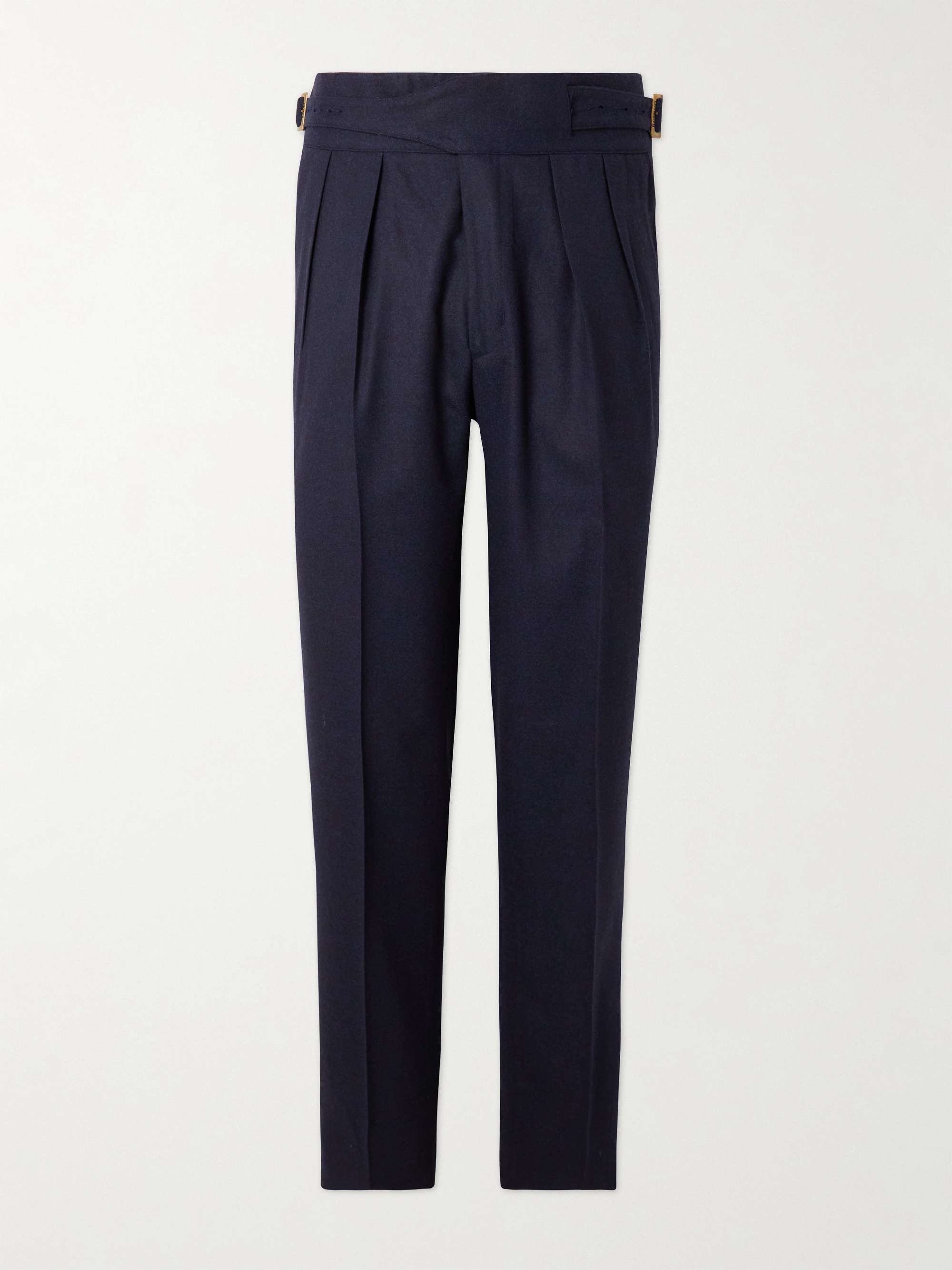 RUBINACCI Manny Slim-Fit Tapered Pleated Wool-Flannel Trousers