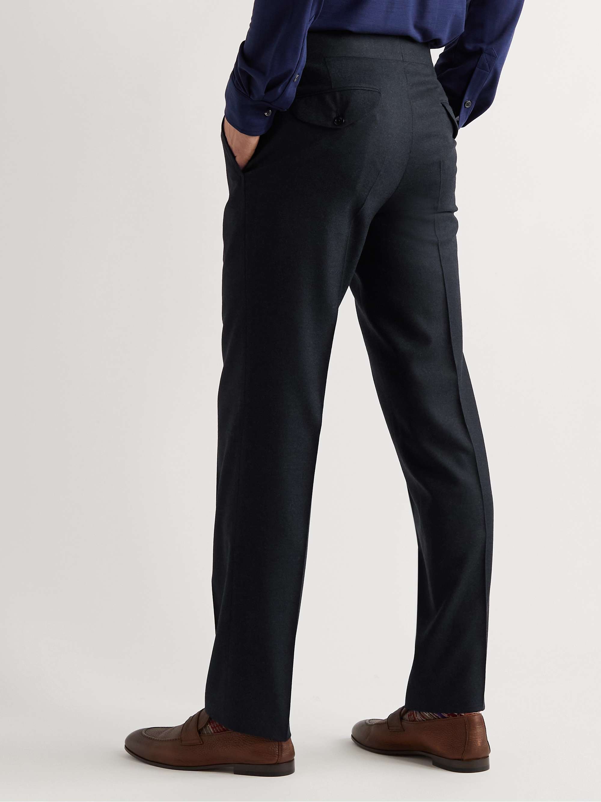 RUBINACCI Genny Slim-Fit Tapered Wool-Flannel Trousers