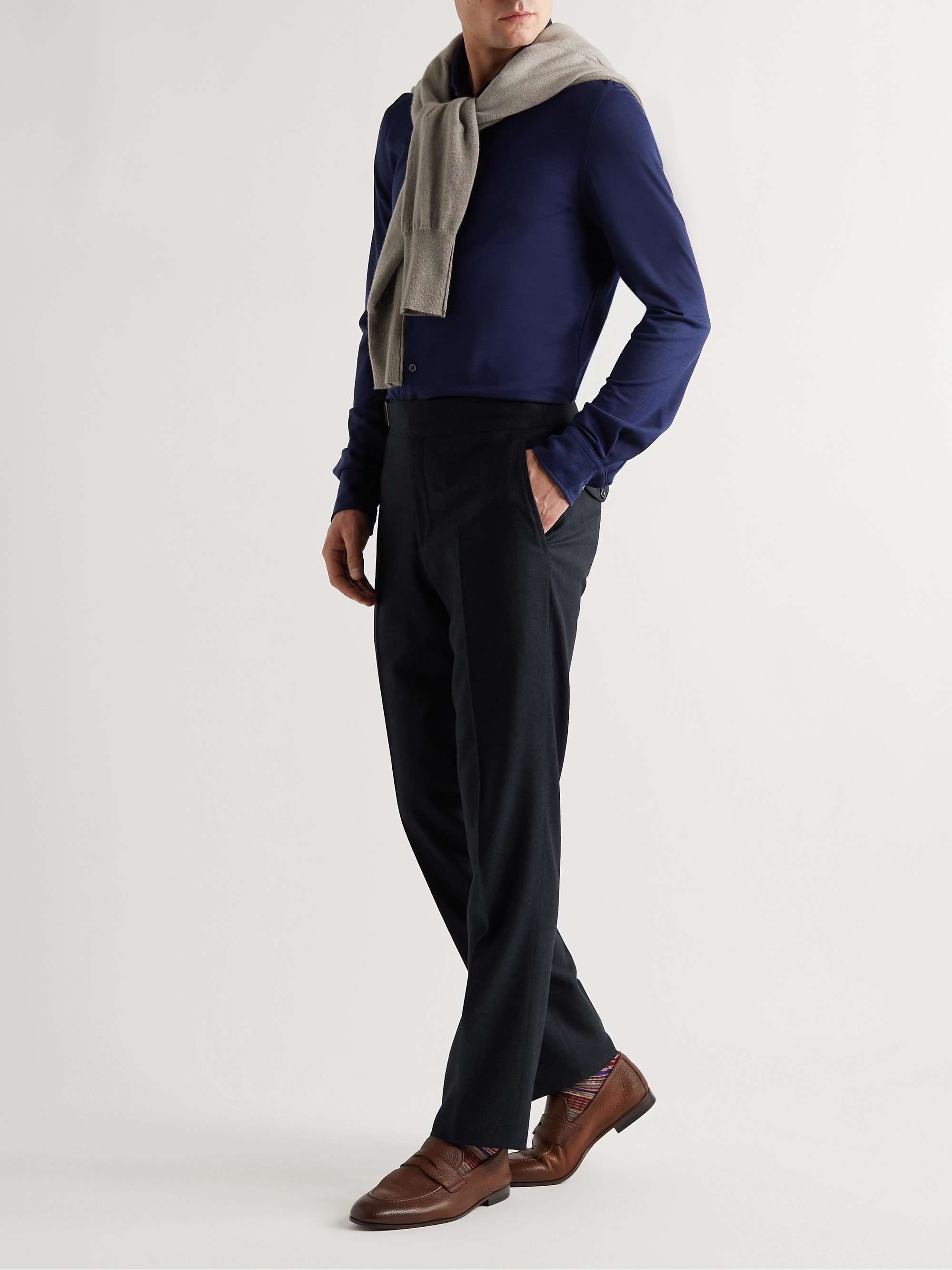 RUBINACCI Genny Slim-Fit Tapered Wool-Flannel Trousers