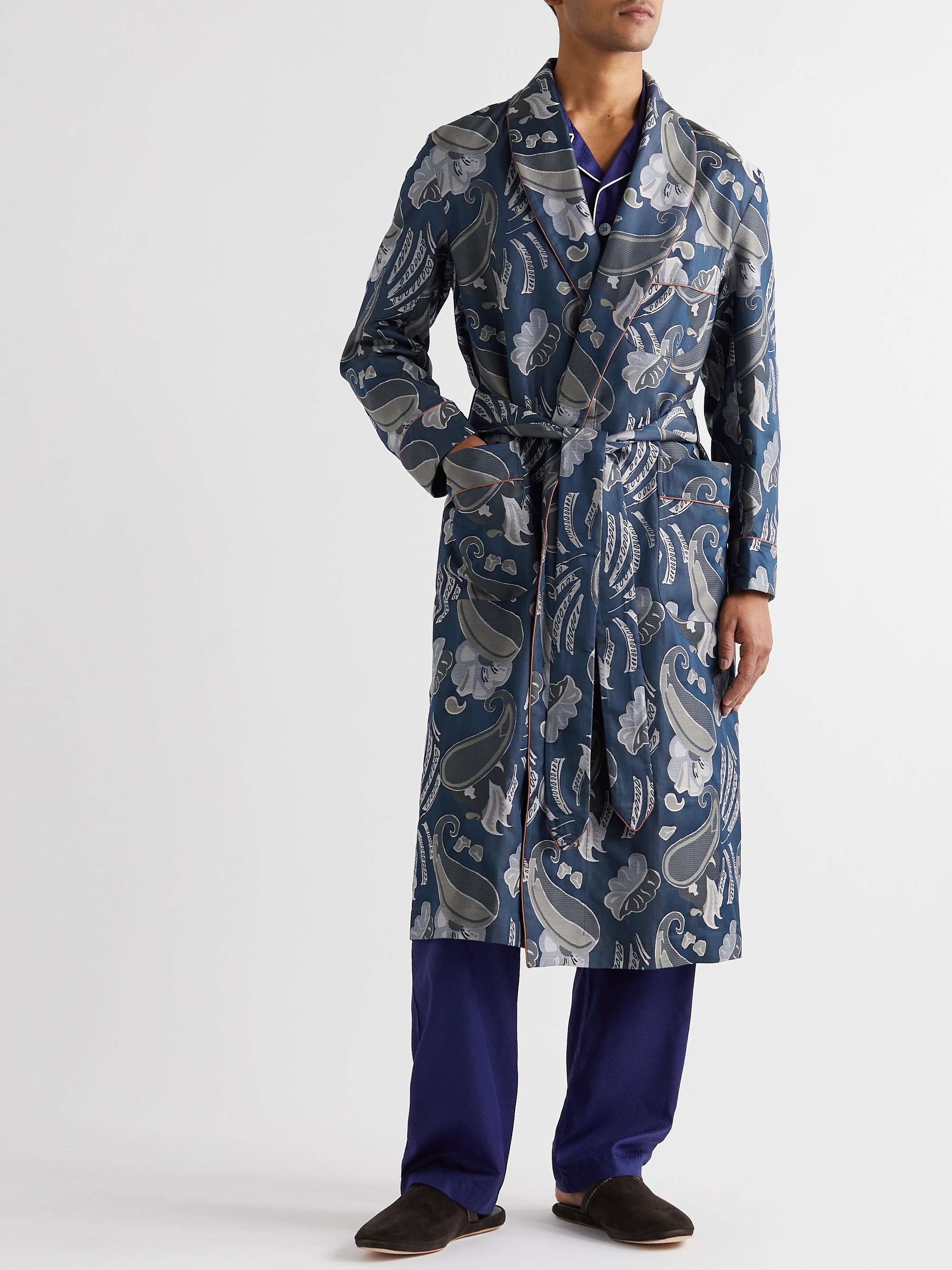TURNBULL & ASSER Floral-Jacquard Cotton Robe