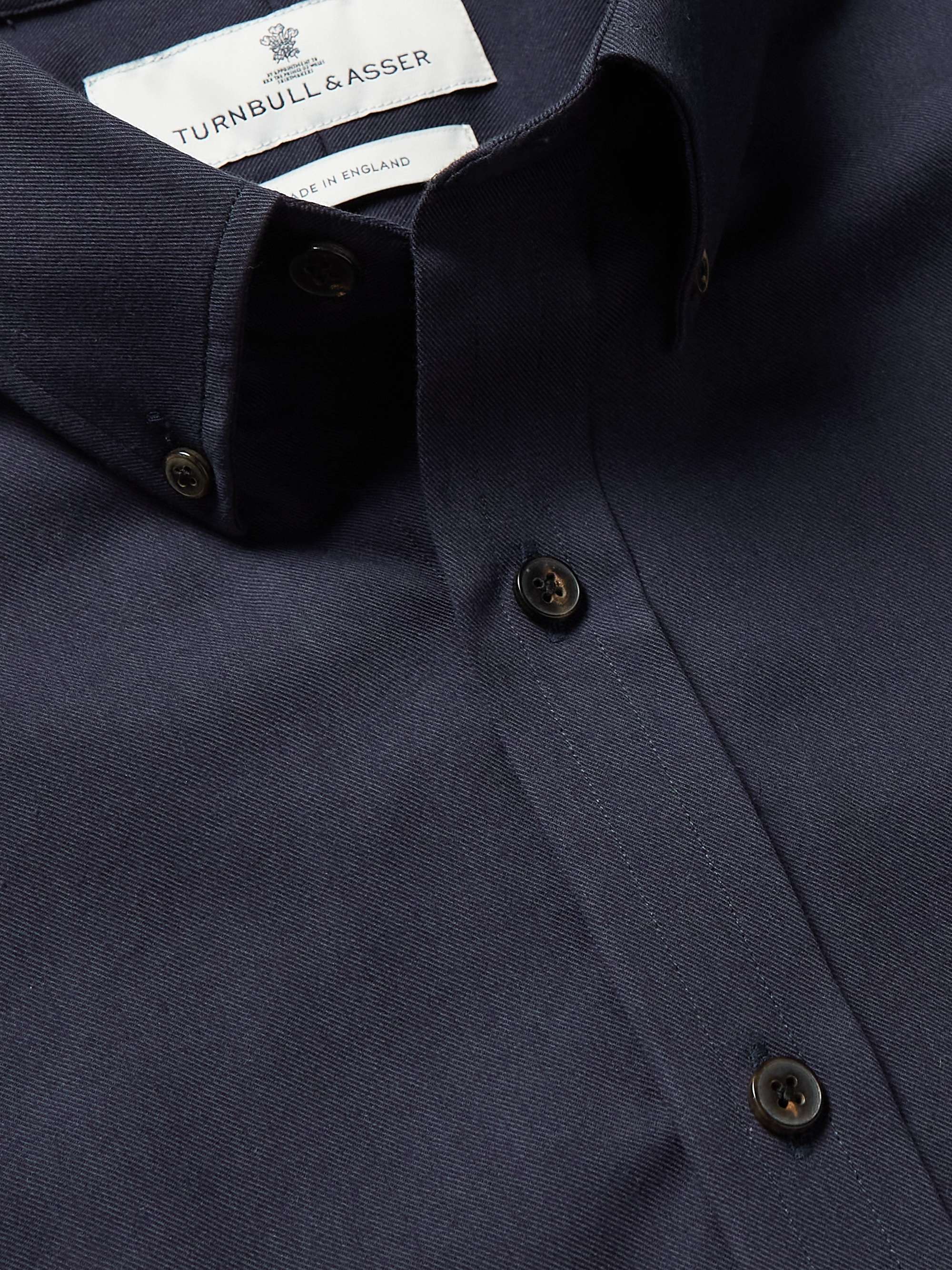 TURNBULL & ASSER Button-Down Collar Cotton and Wool-Blend Twill Shirt