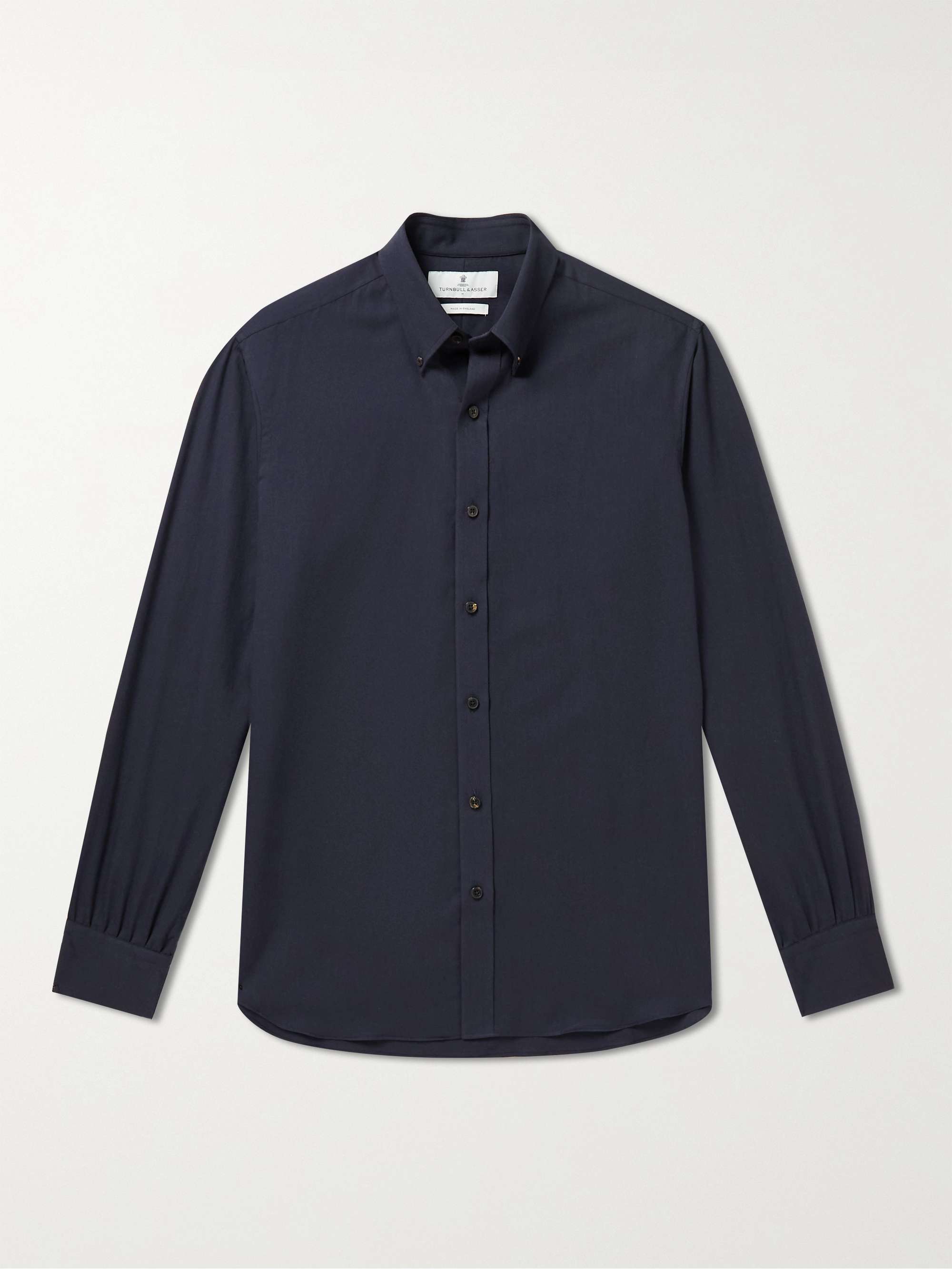 TURNBULL & ASSER Button-Down Collar Cotton and Wool-Blend Twill Shirt