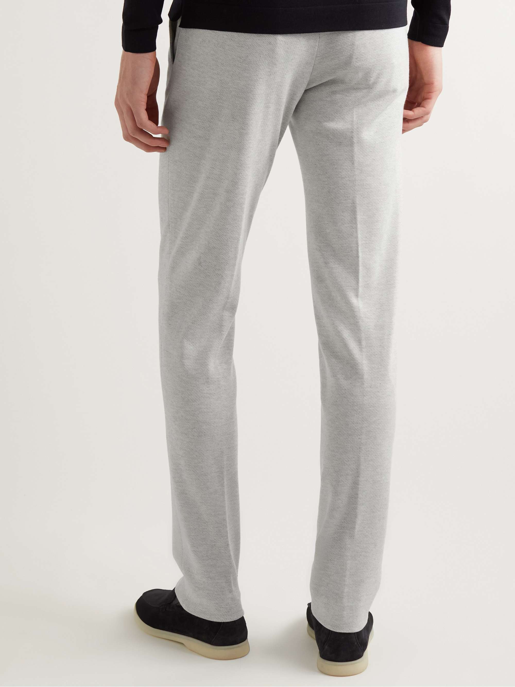 THOM SWEENEY Slim-Fit Tapered Wool and Cotton-Blend Jersey Trousers