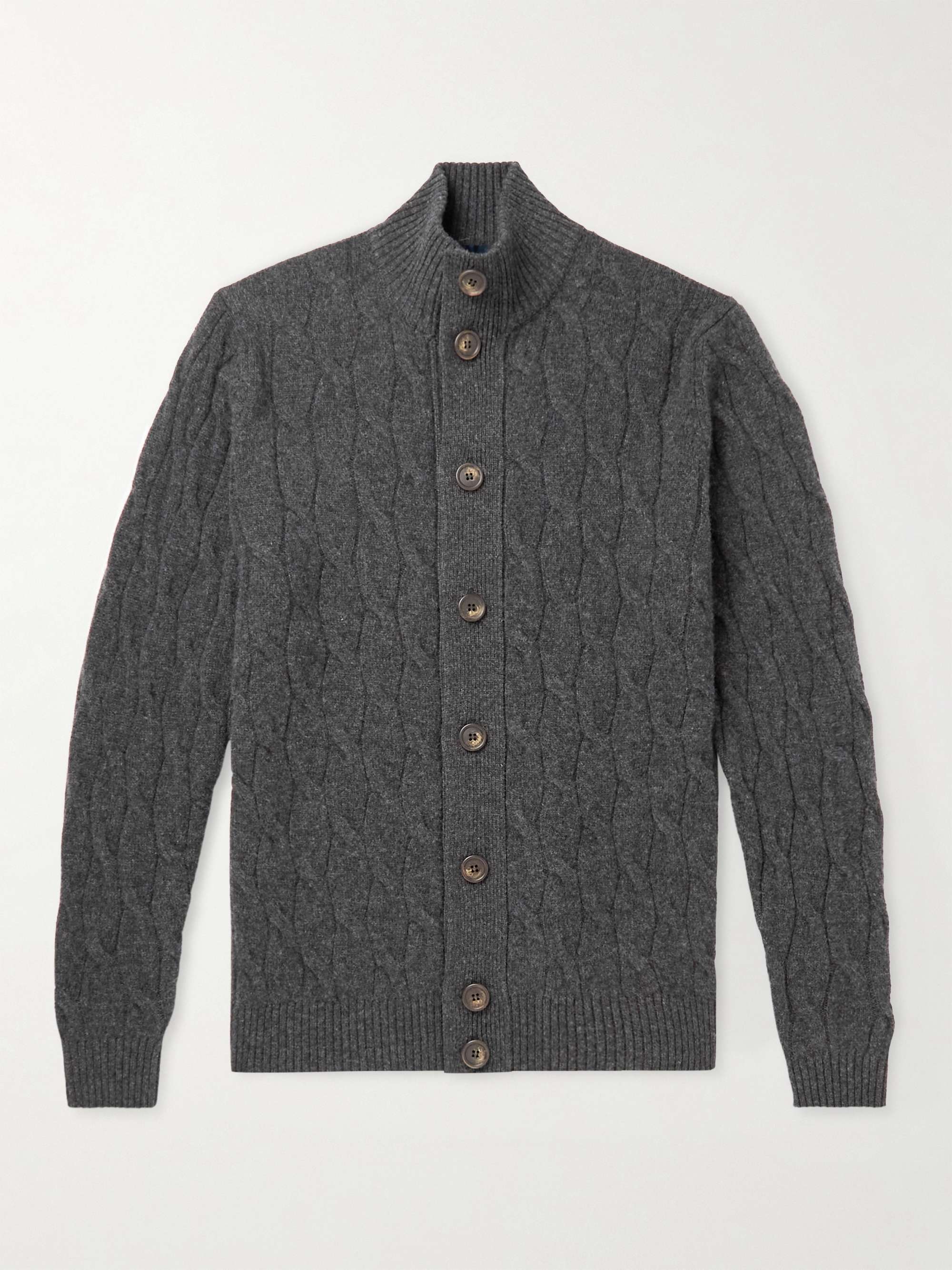 THOM SWEENEY Cable-Knit Wool and Cashmere-Blend Cardigan
