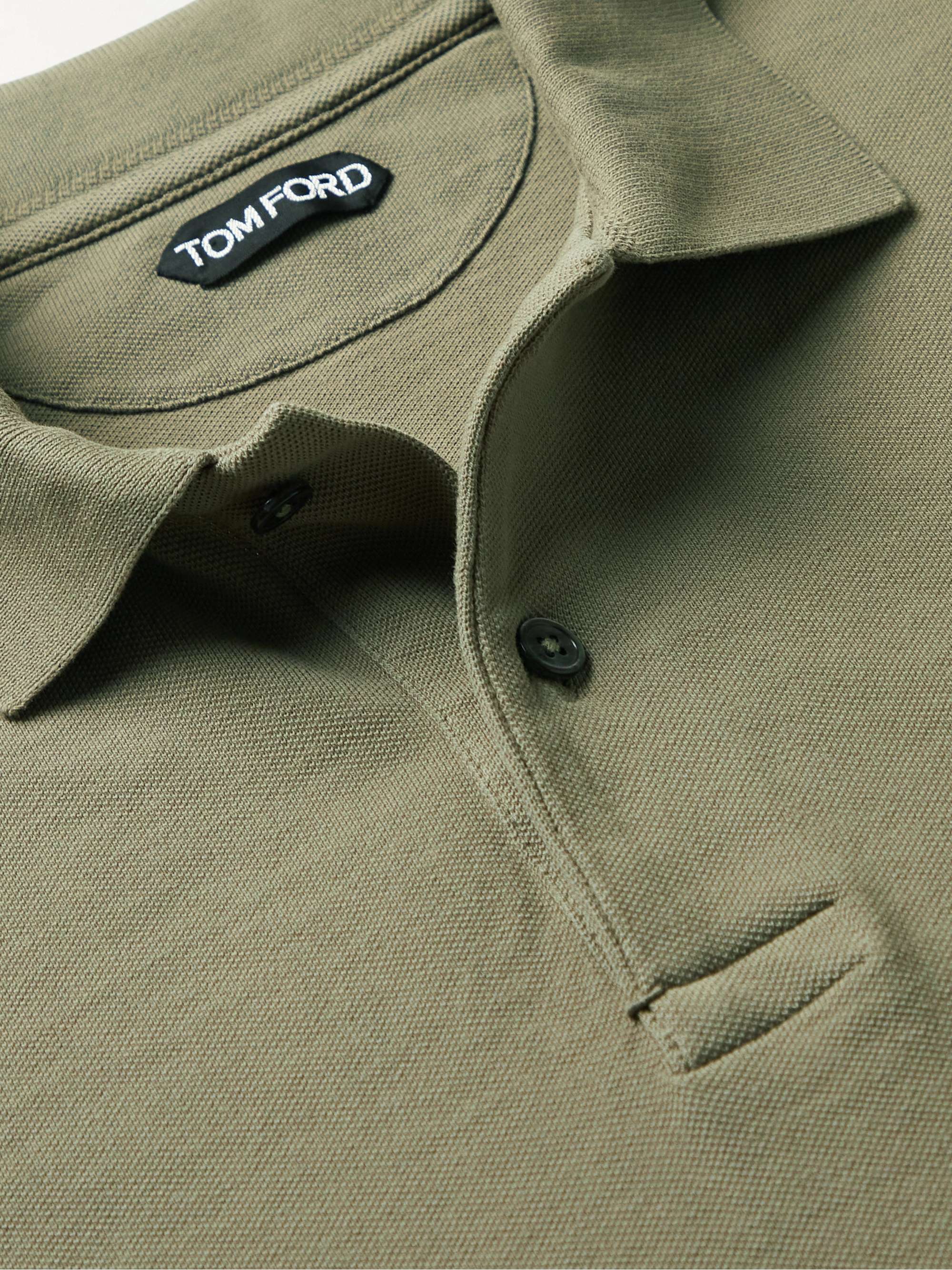 TOM FORD Garment-Dyed Cotton-Piqué Polo Shirt