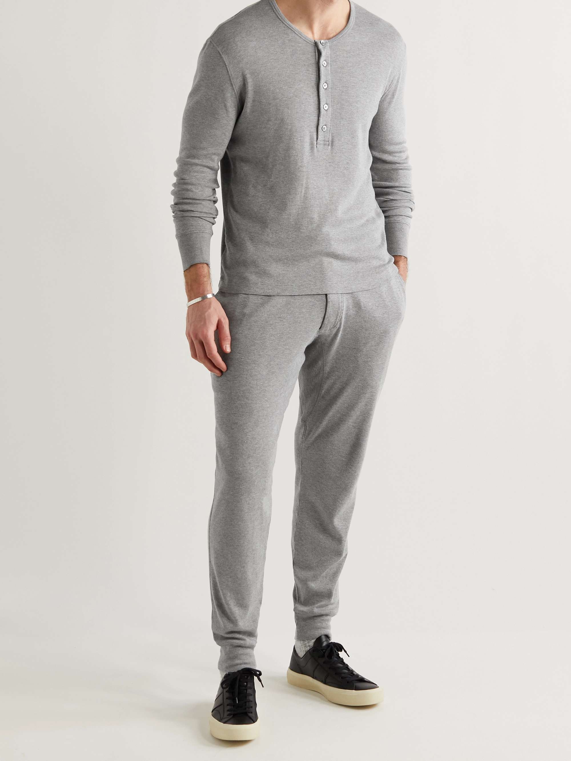 TOM FORD Tapered Brushed Cotton and Modal-Blend Jersey Sweatpants