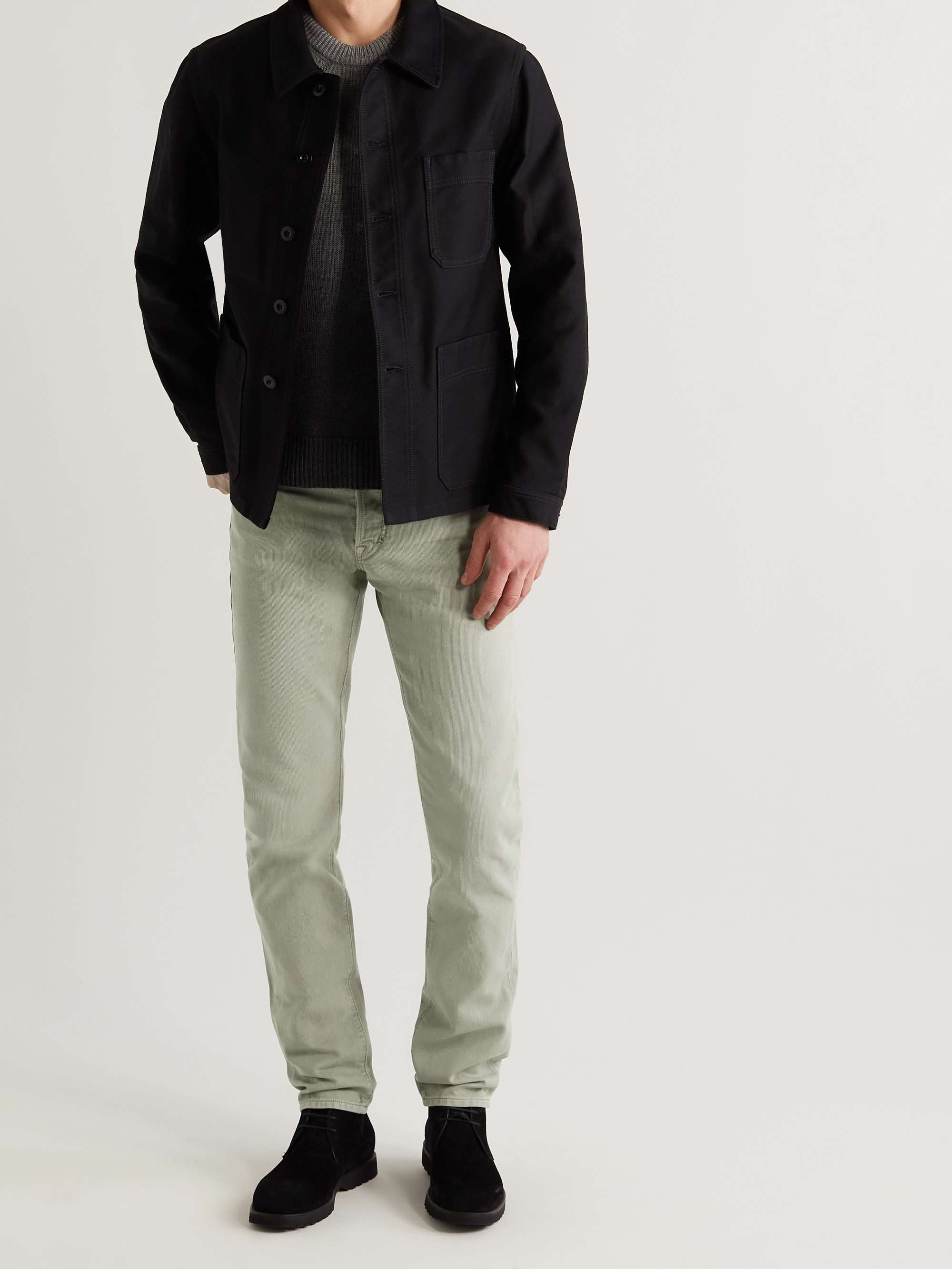TOM FORD Slim-Fit Garment-Dyed Cotton-Corduroy Trousers