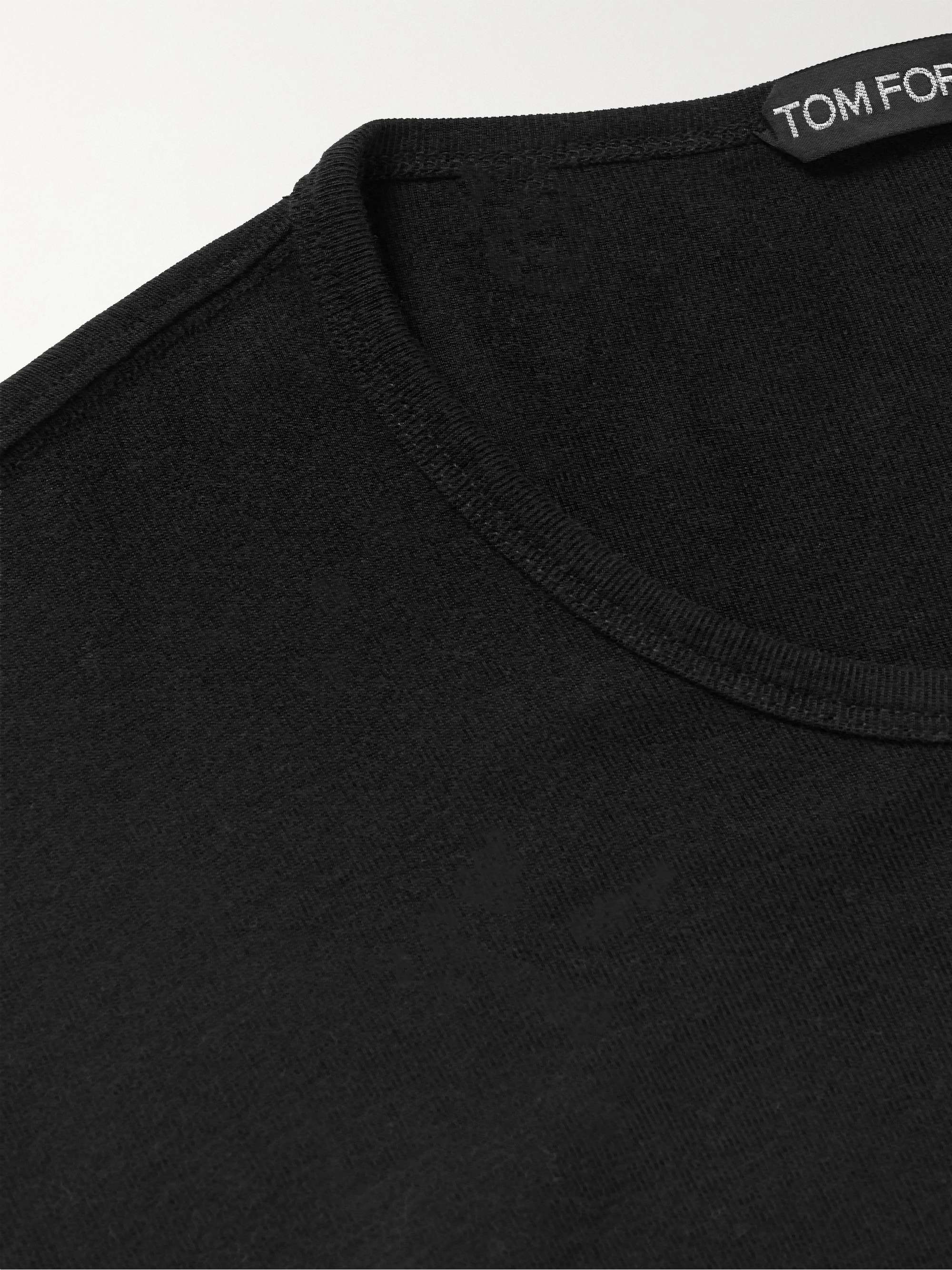TOM FORD Modal and Cotton-Blend Jersey Henley T-Shirt