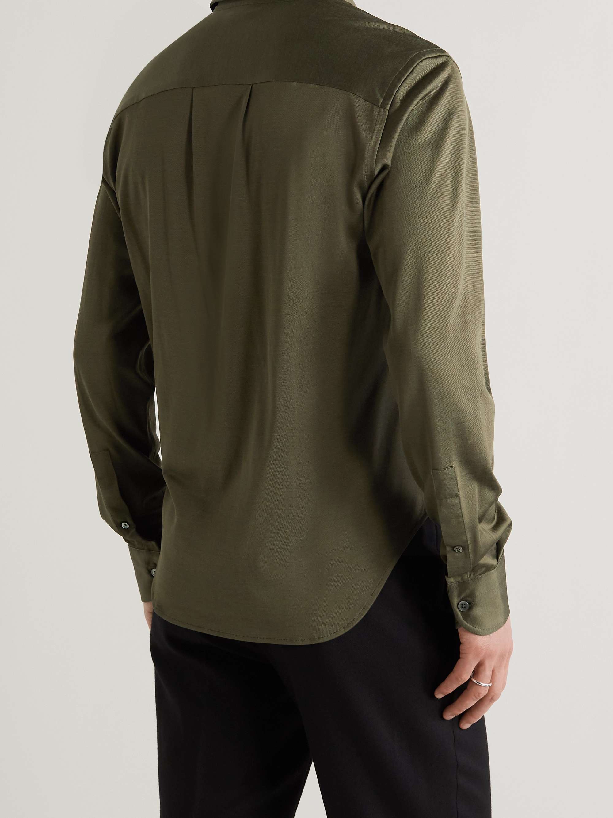TOM FORD Button-Down Collar Satin-Jersey Shirt