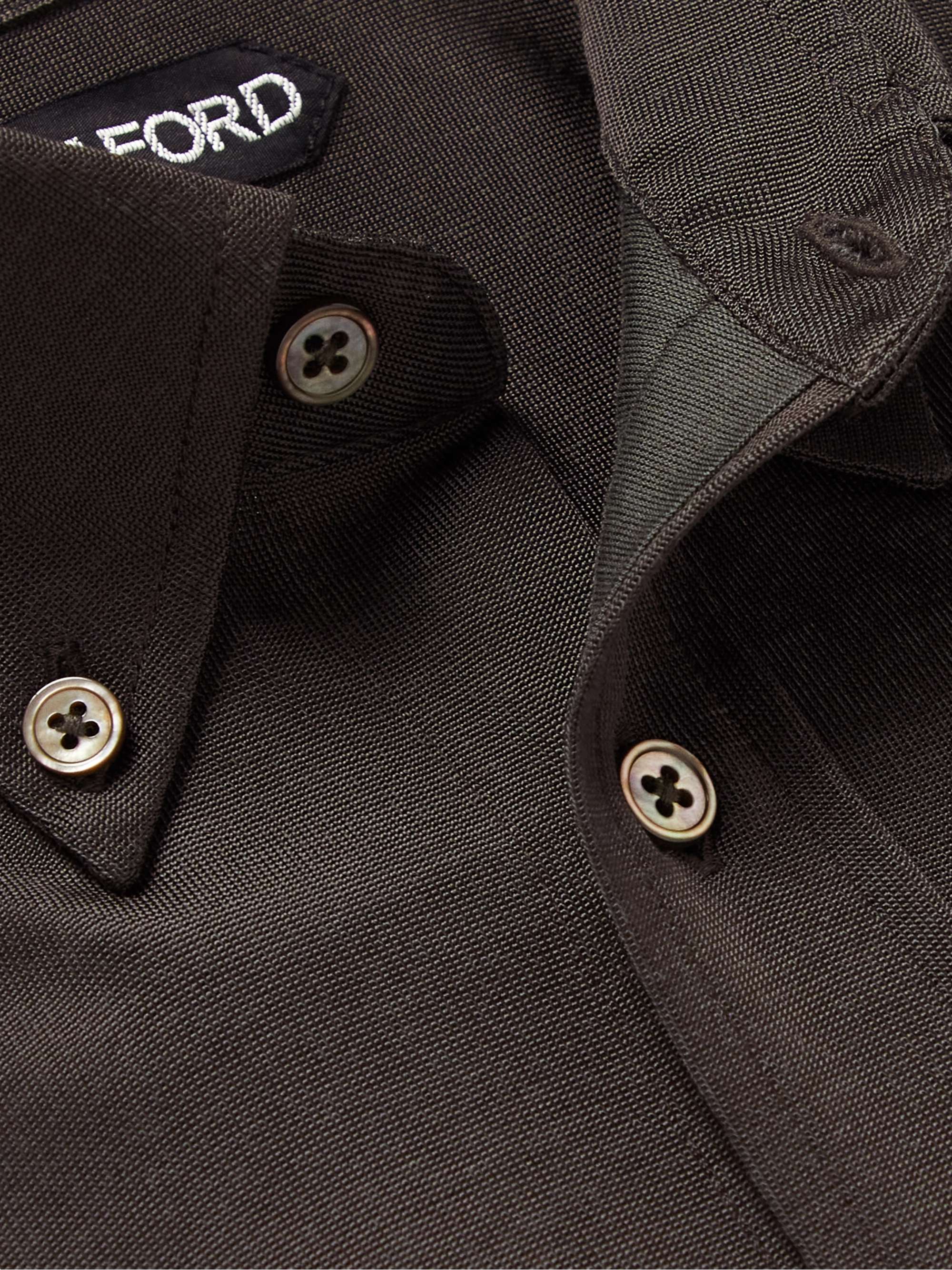 TOM FORD Button-Down Collar Satin-Jersey Shirt