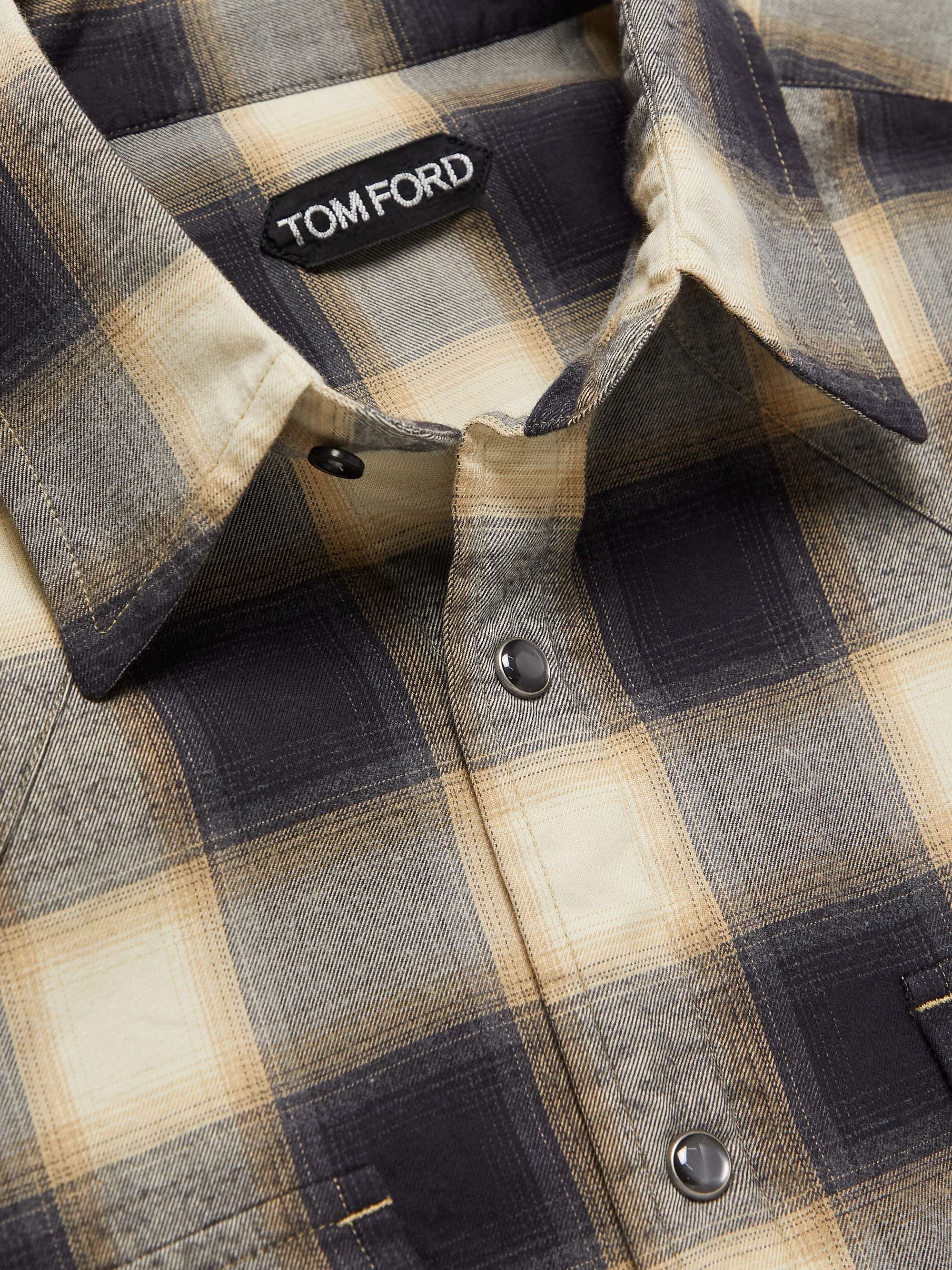 TOM FORD Slim-Fit Checked Cotton-Flannel Western Shirt