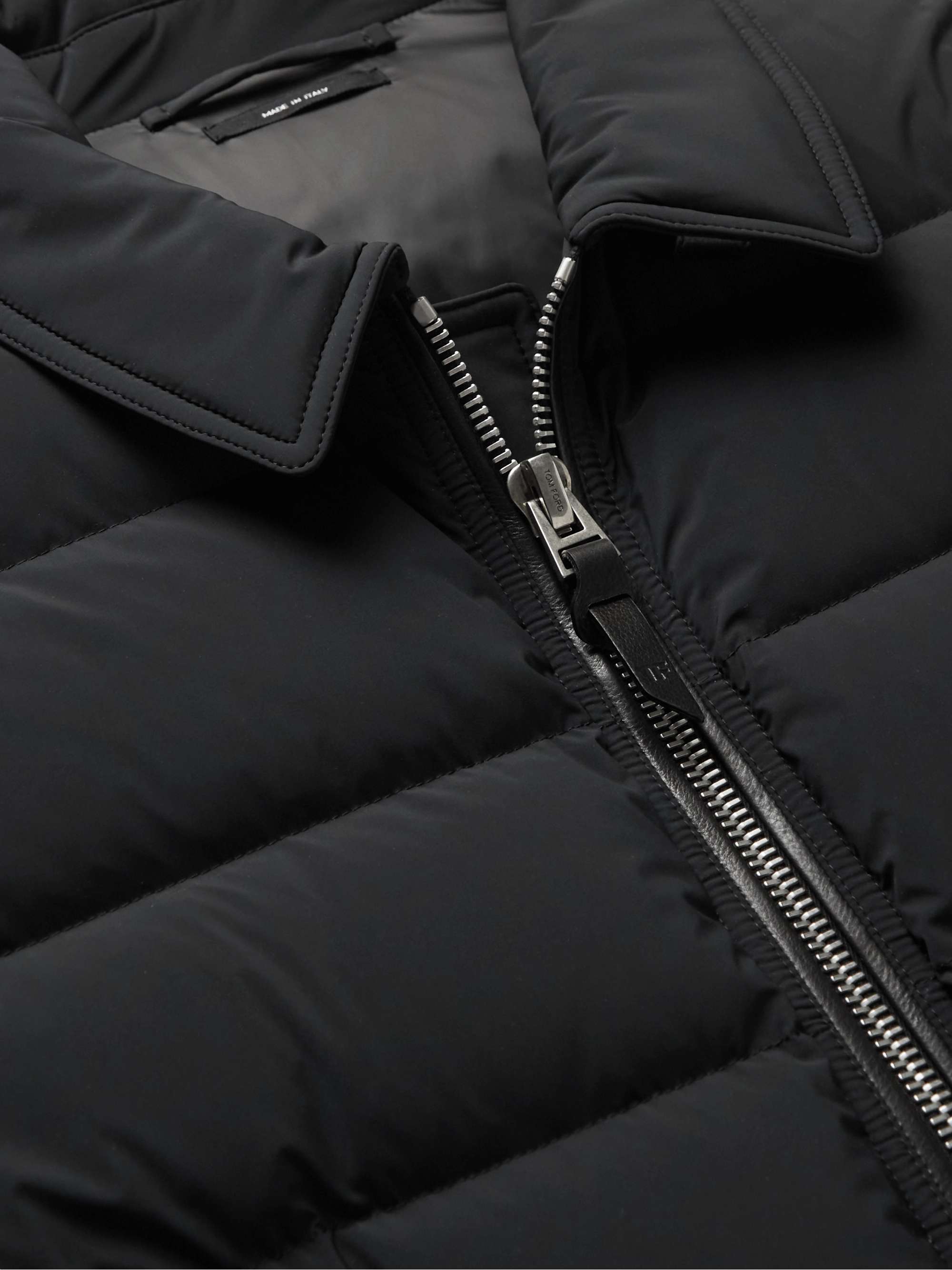 TOM FORD Slim-Fit Leather-Trimmed Quilted Shell Down Jacket