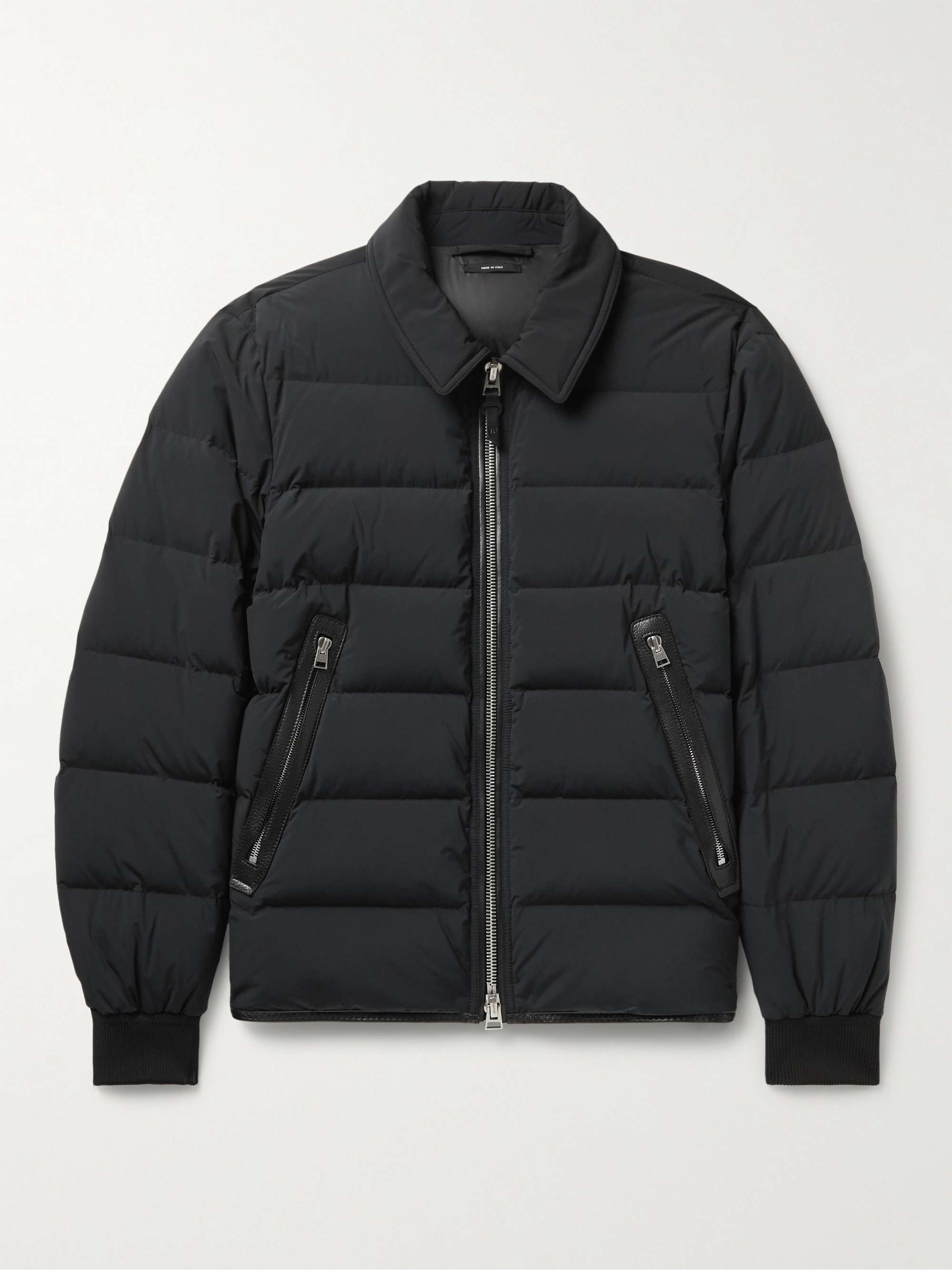 TOM FORD Slim-Fit Leather-Trimmed Quilted Shell Down Jacket