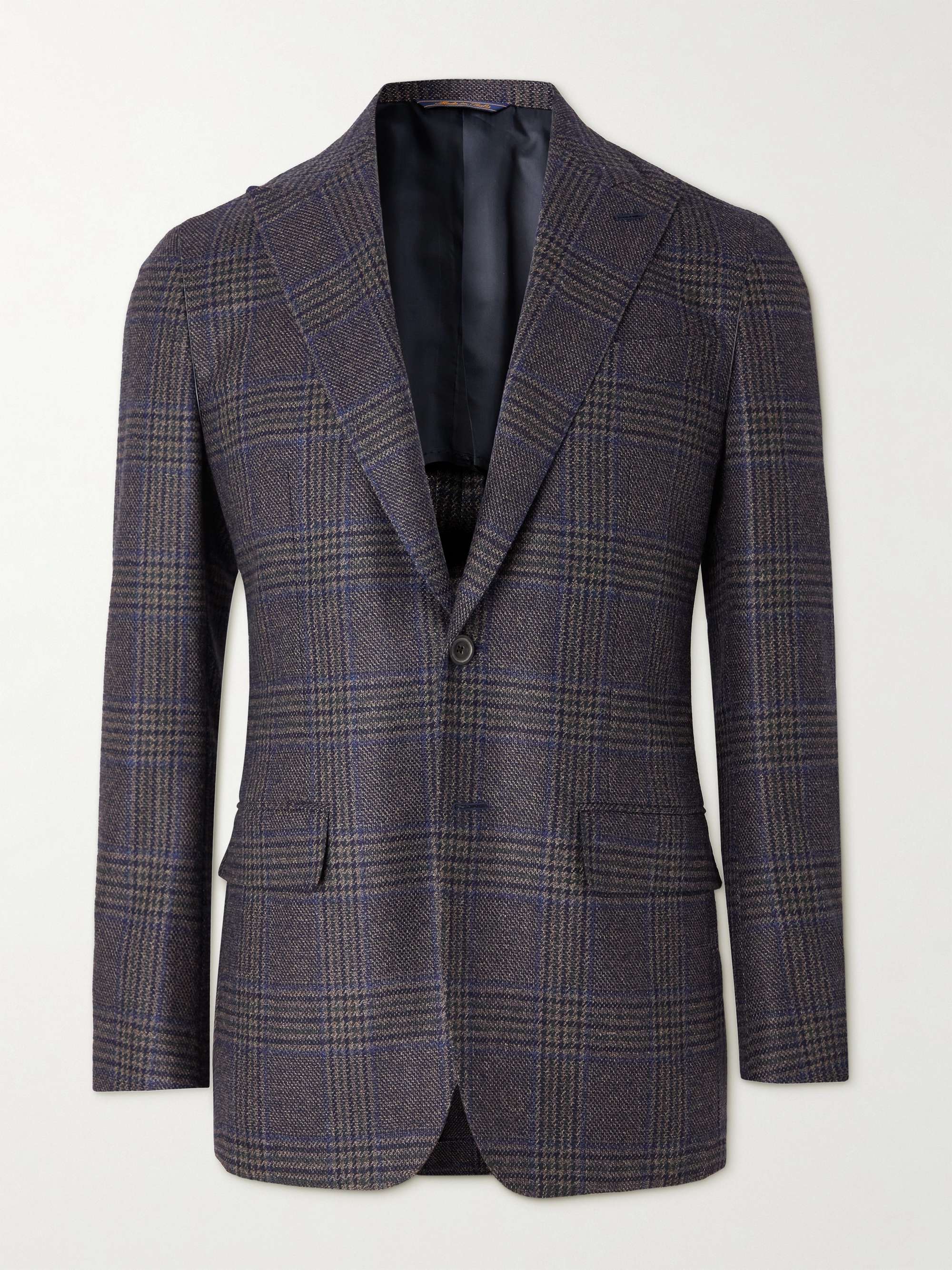 THOM SWEENEY Prince of Wales Checked Wool and Silk-Blend Blazer