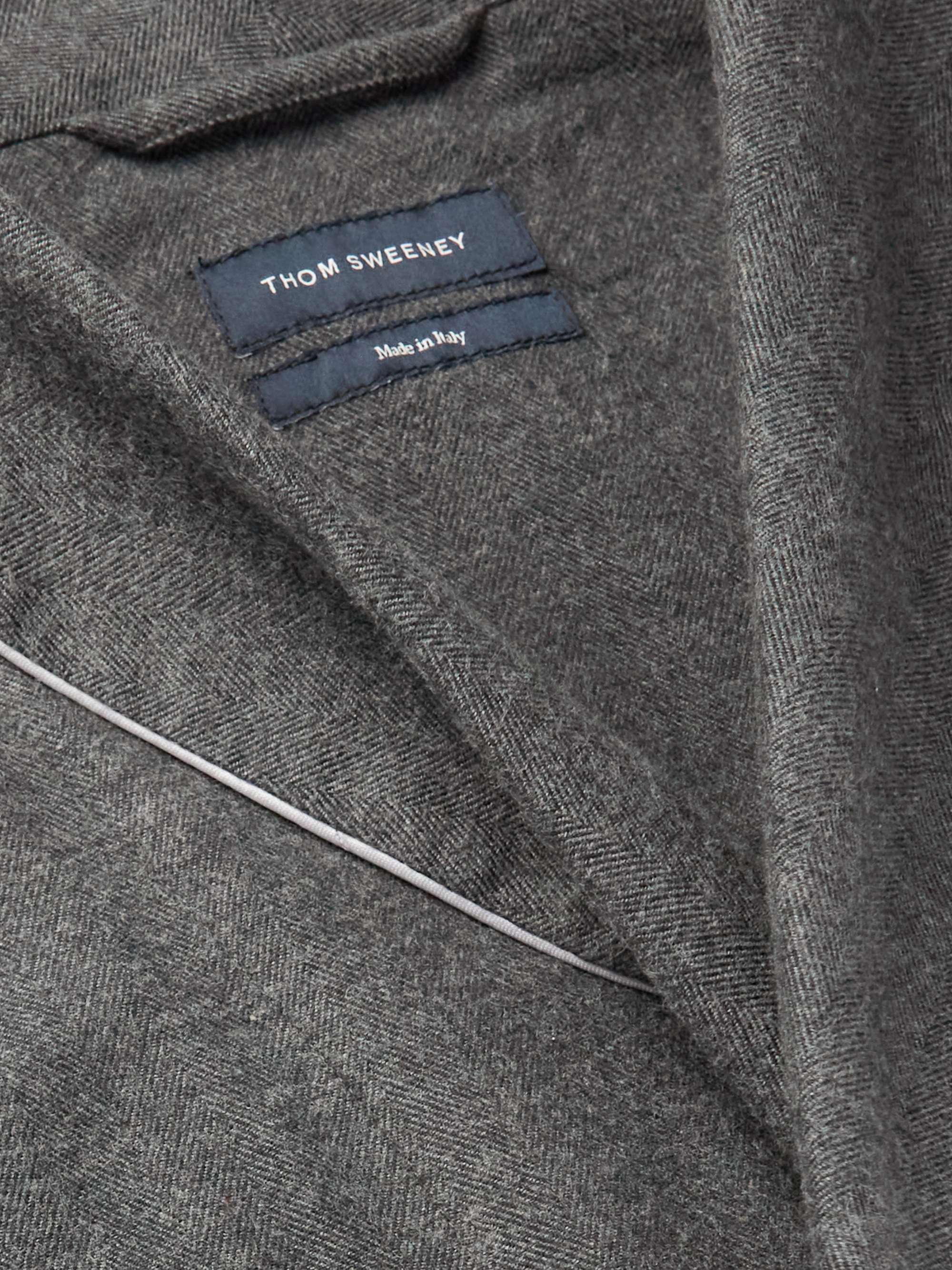 THOM SWEENEY Herringbone Cotton-Flannel Robe