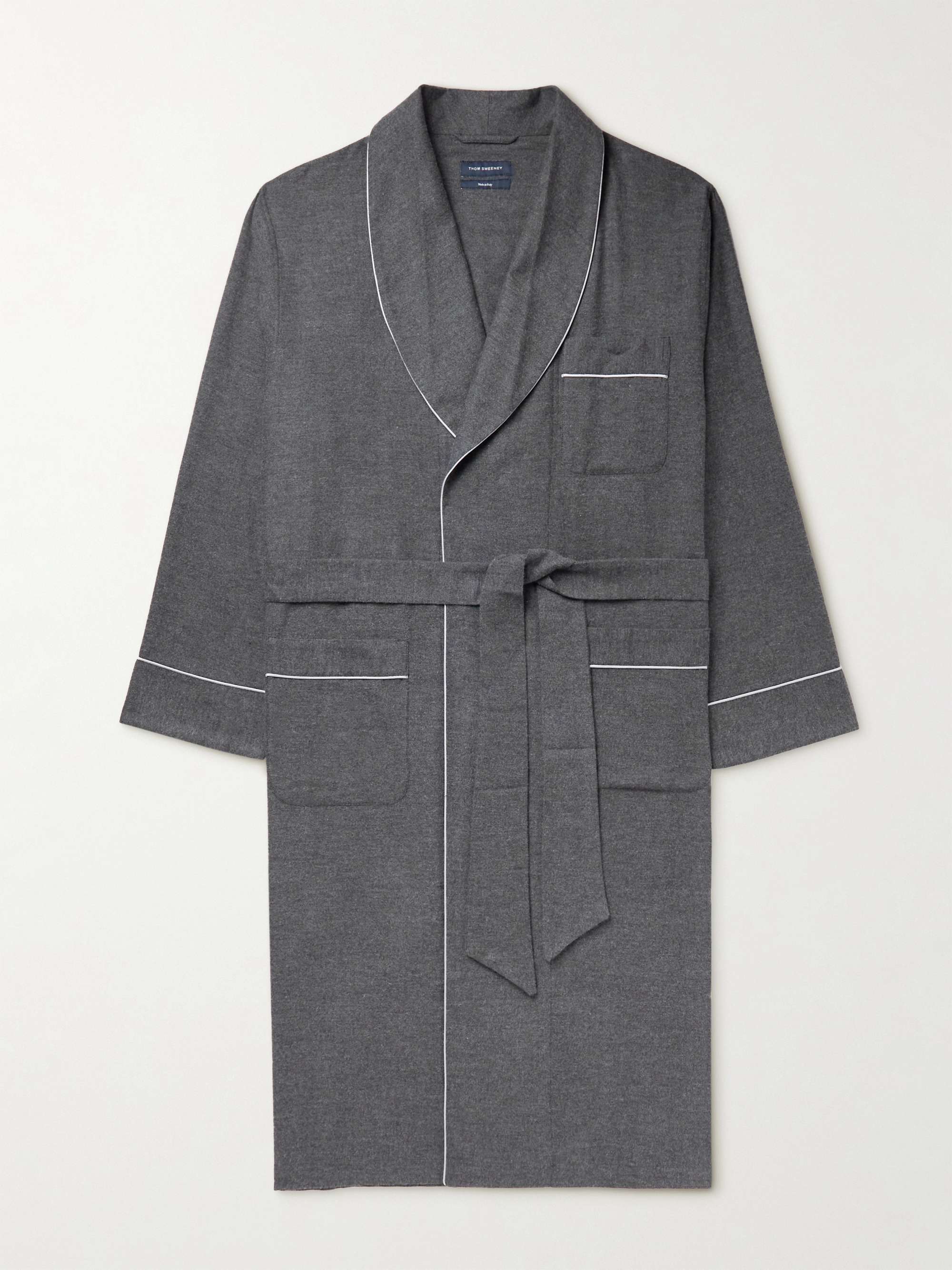 THOM SWEENEY Herringbone Cotton-Flannel Robe