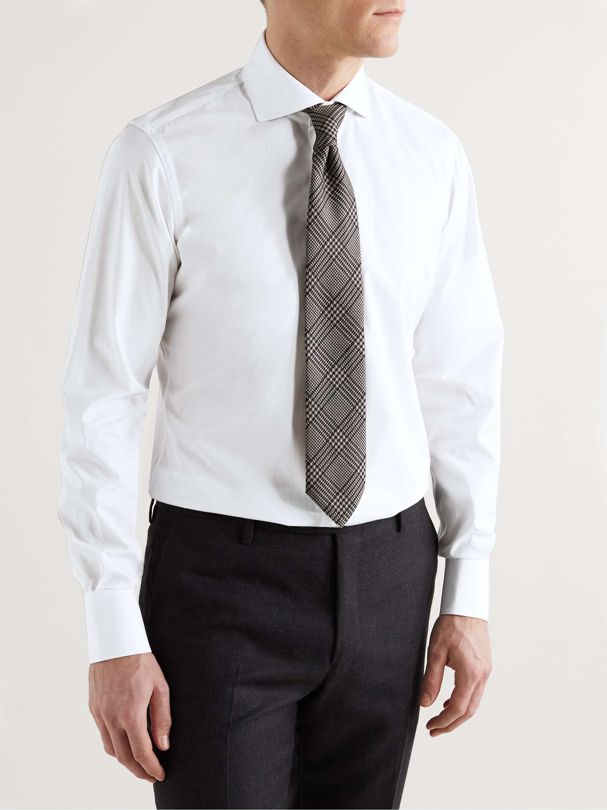 THOM SWEENEY Slim-Fit Cutaway-Collar Cotton-Poplin Shirt