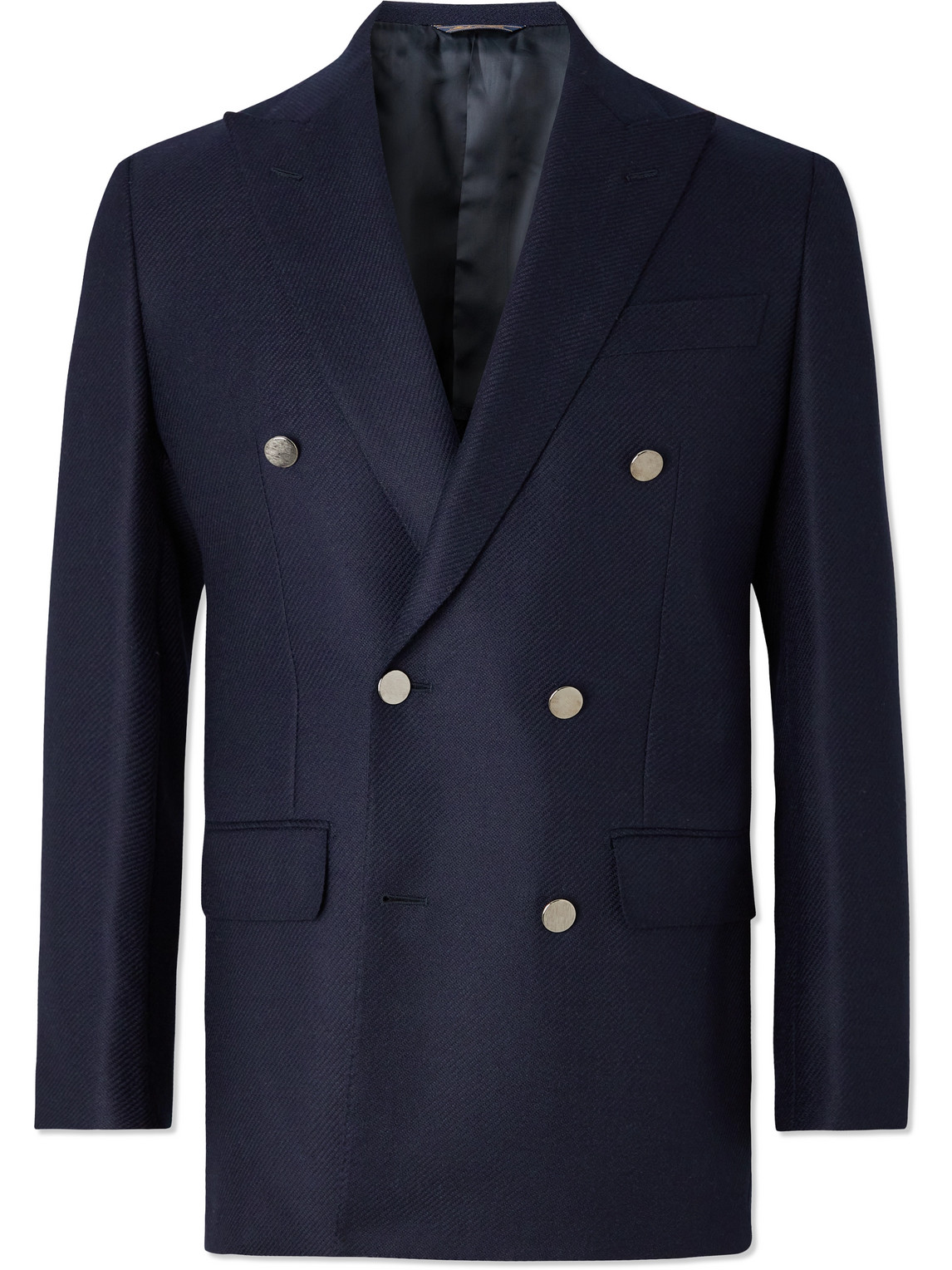 Thom Sweeney Double-breasted Cashmere And Silk-blend Twill Blazer In ...