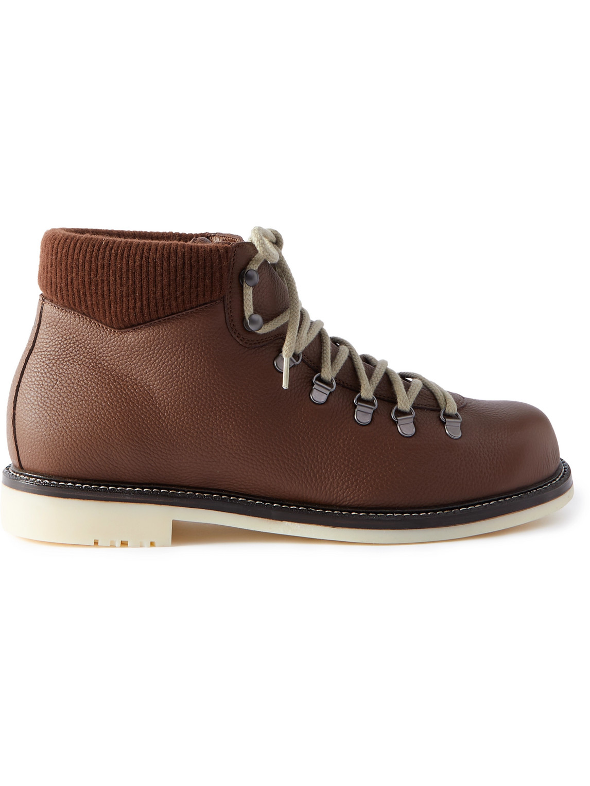 Laax Walk Baby Cashmere-Trimmed Textured-Leather Hiking Boots